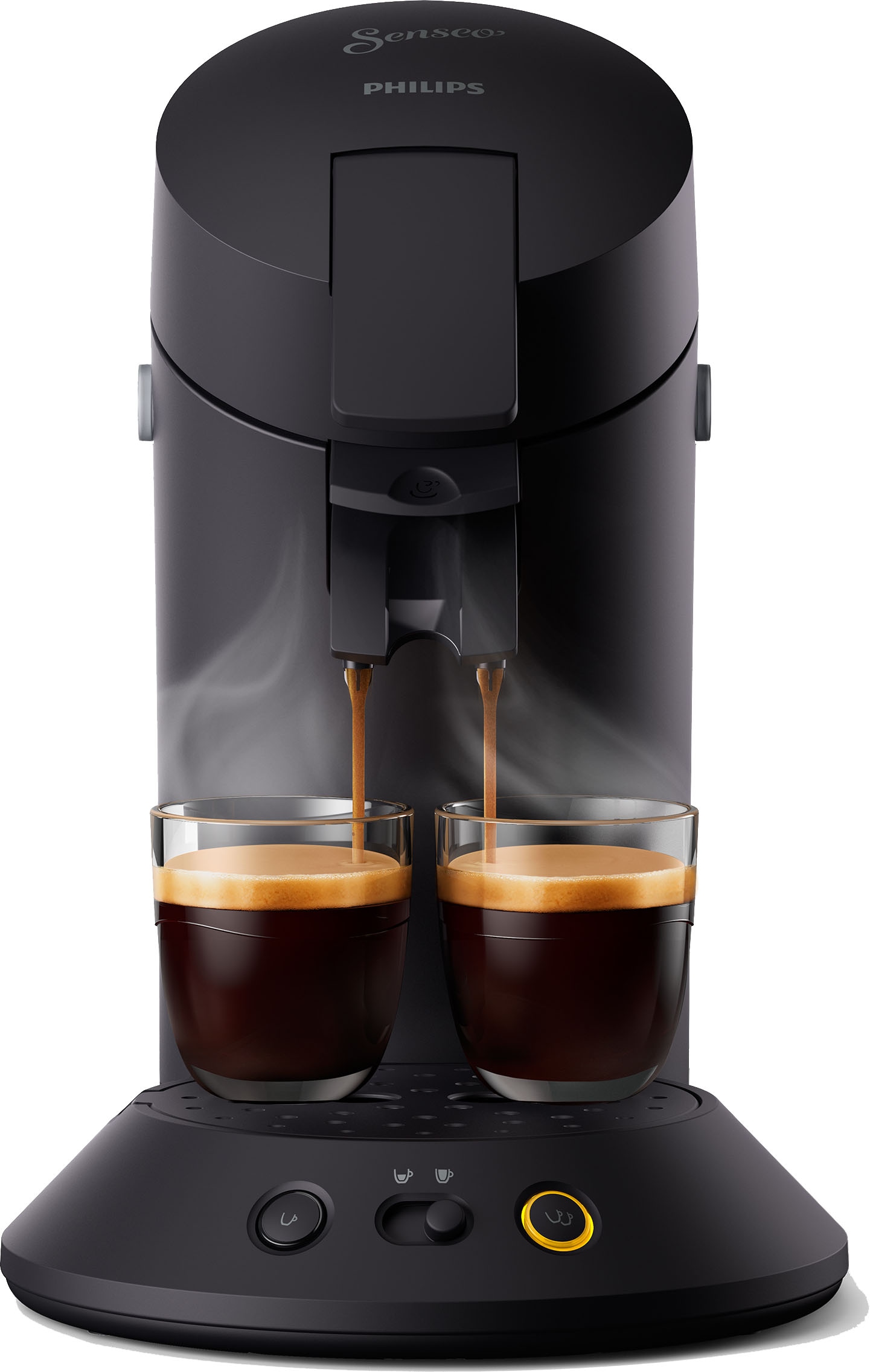 Philips Senseo Kaffeepadmaschine »Original Plus CSA 210/60«, aus 28% recyceltem  Plastik und mit 2 Kaffeespezialitäten, mattschwarz mit 3 Jahren XXL  Garantie