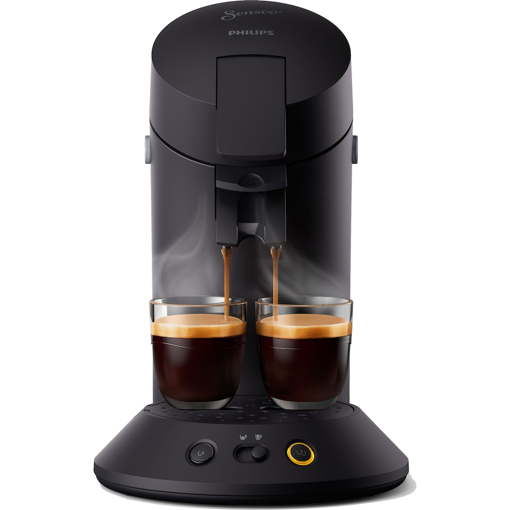 Philips Senseo Kaffeepadmaschine »Original Plus CSA 210/60«, aus 28% recyceltem Plastik und mit 2 Kaffeespezialitäten, mattschwarz