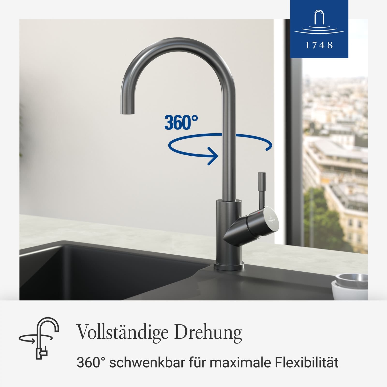 Villeroy & Boch Küchenarmatur »Küchenarmatur Umbrella 27,5 cm anthrazit« 1 Stk. tlg.