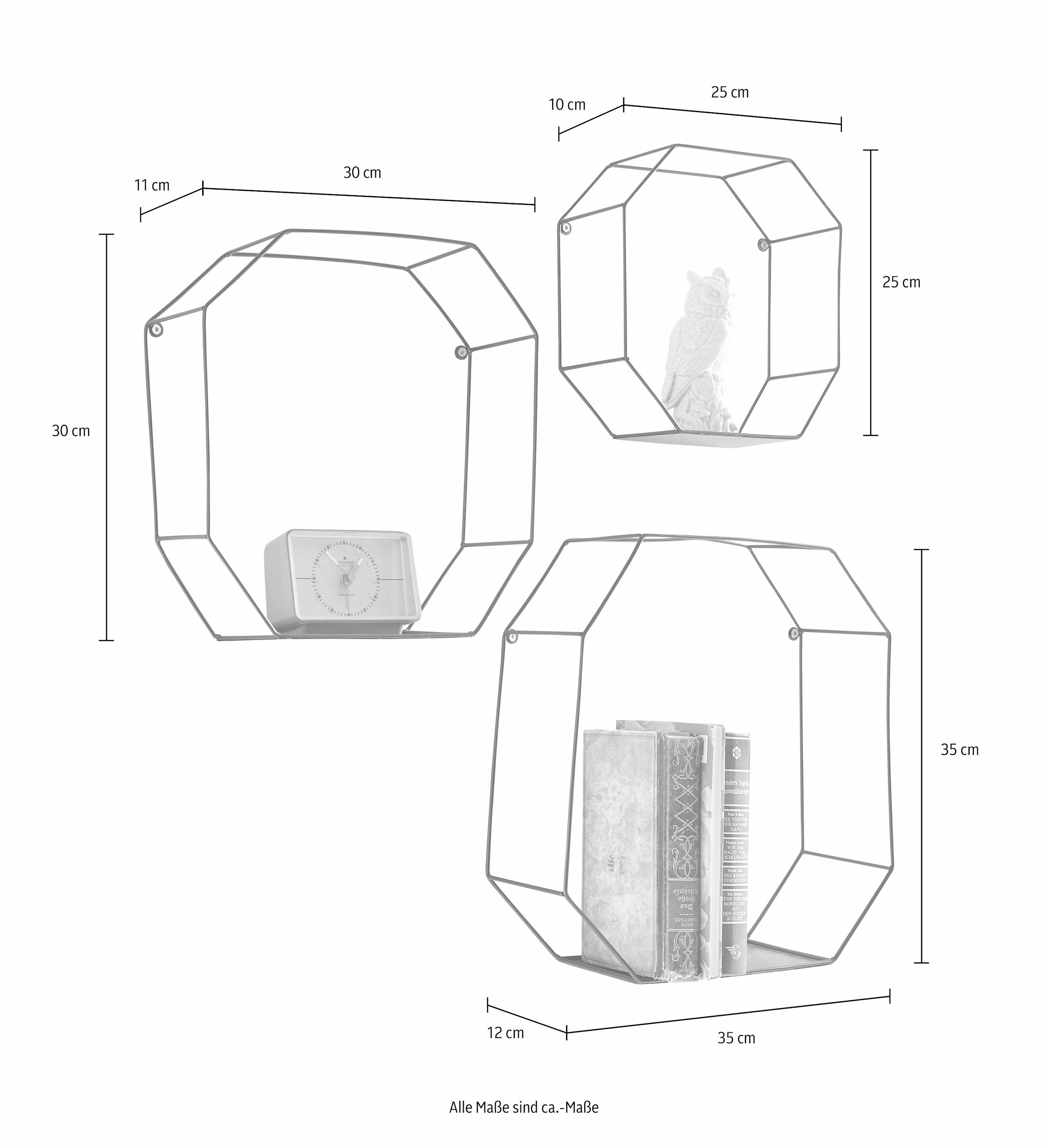achteckigen (Set, Raten Dekoregal, aus 3 home Creativ auf Deko-Wandregal, bestehend Wanddeko, Elementen St.), bestellen