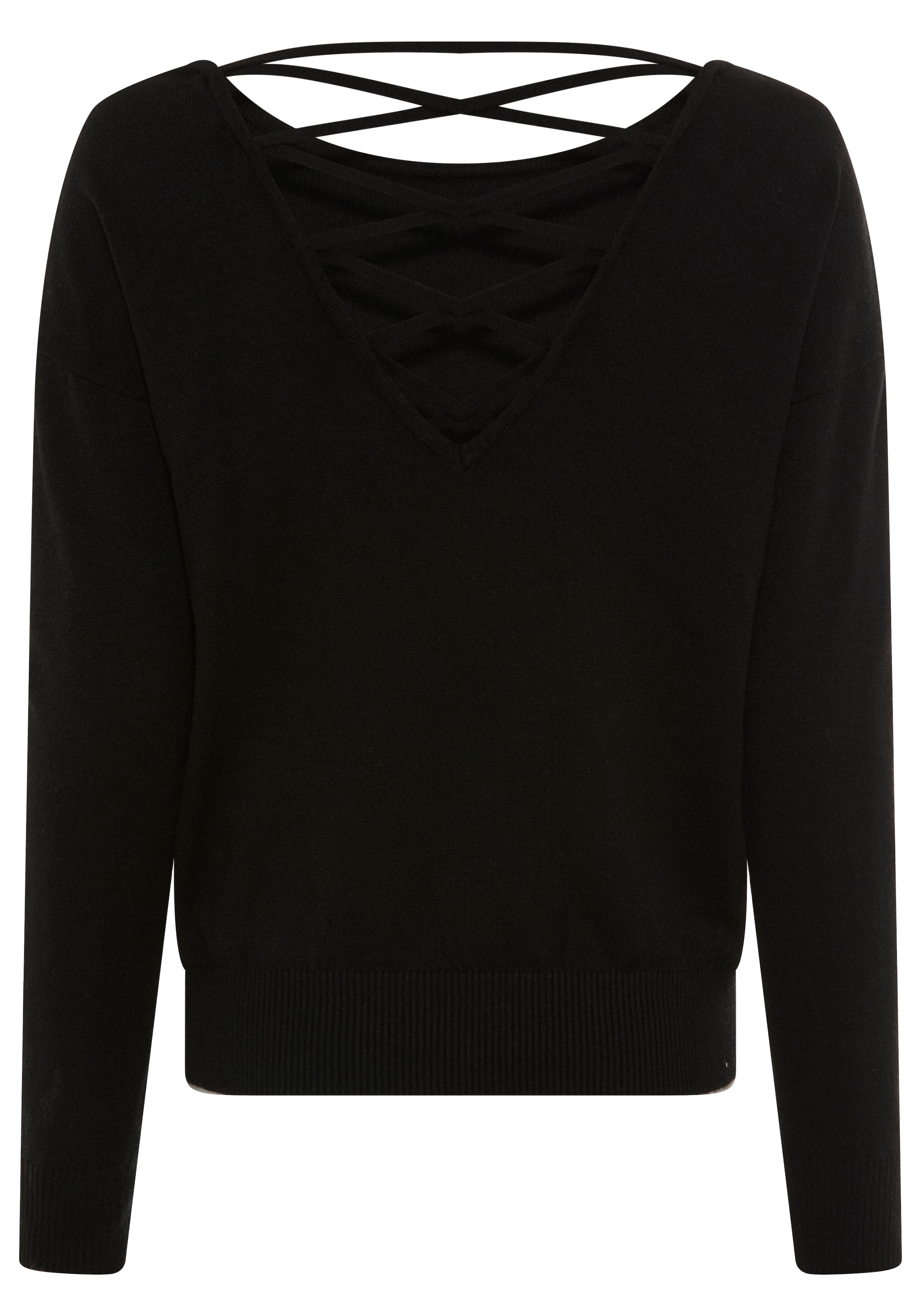 Laura Scott Strickpullover softer Übergangsstrick mit femininen Schnürdetails