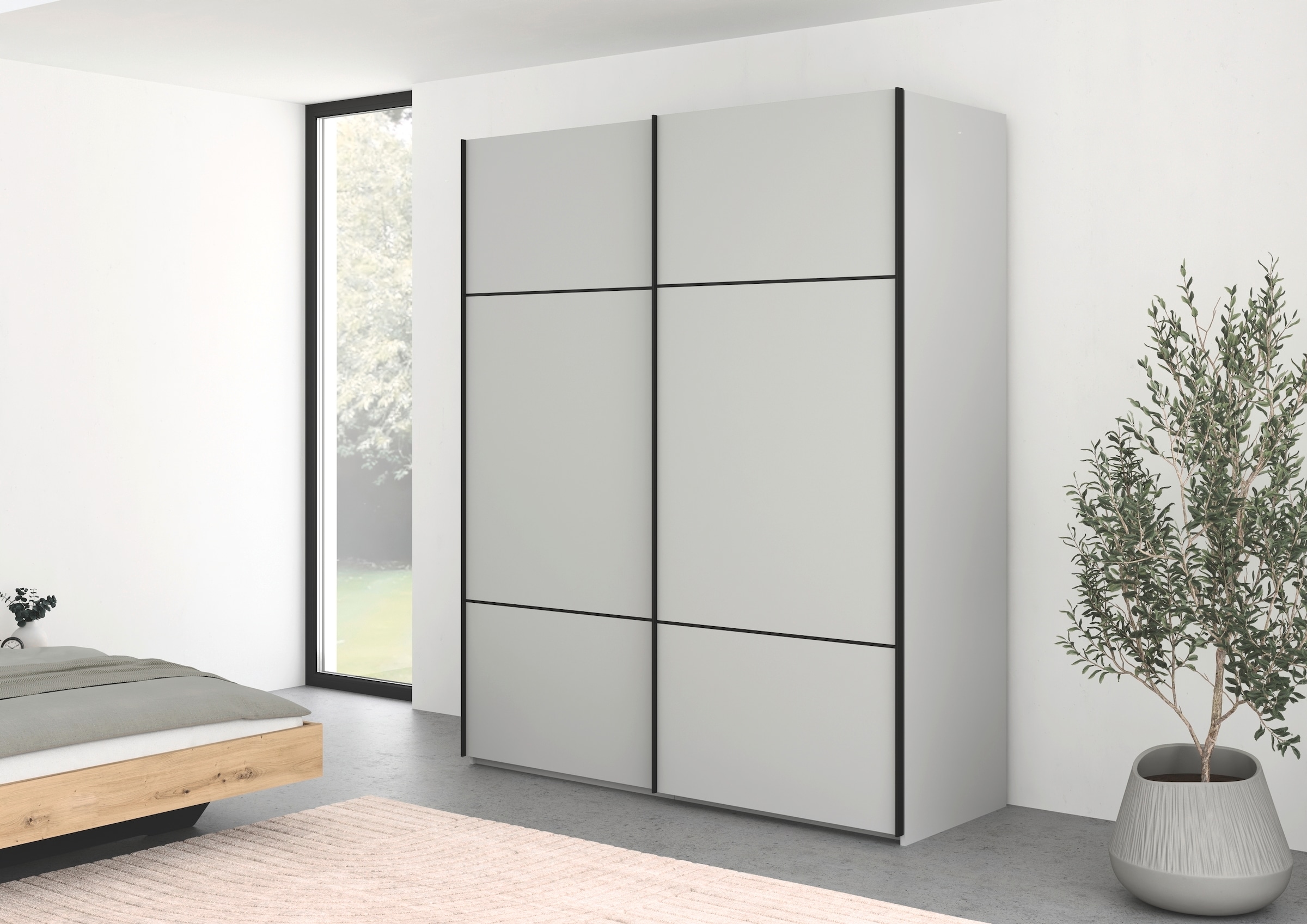 rauch »Kleiderschrank Schrank Garderobe Schlafzimmerschrank SCALE-TRIO« edle dreigeteilte Front, 2 Zierleisten in Griff-Farbe MADE IN GERMANY