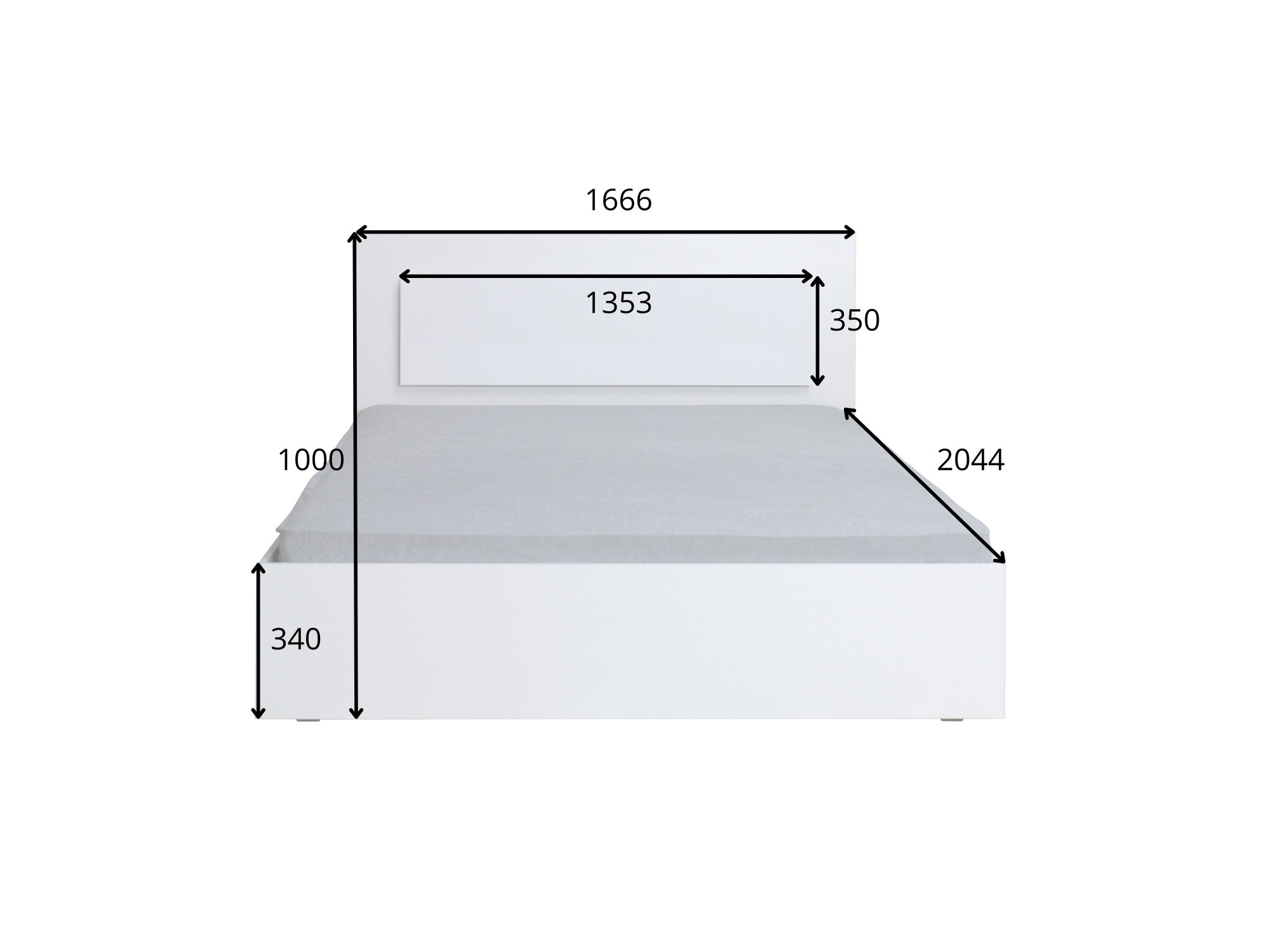 Home affaire Bett »LANDERY Bettgestell 160x200 cm, Kopfteil mit Beleuchtung« ohne Lattenrost, Bettkasten und Matratze, Breite 160 cm