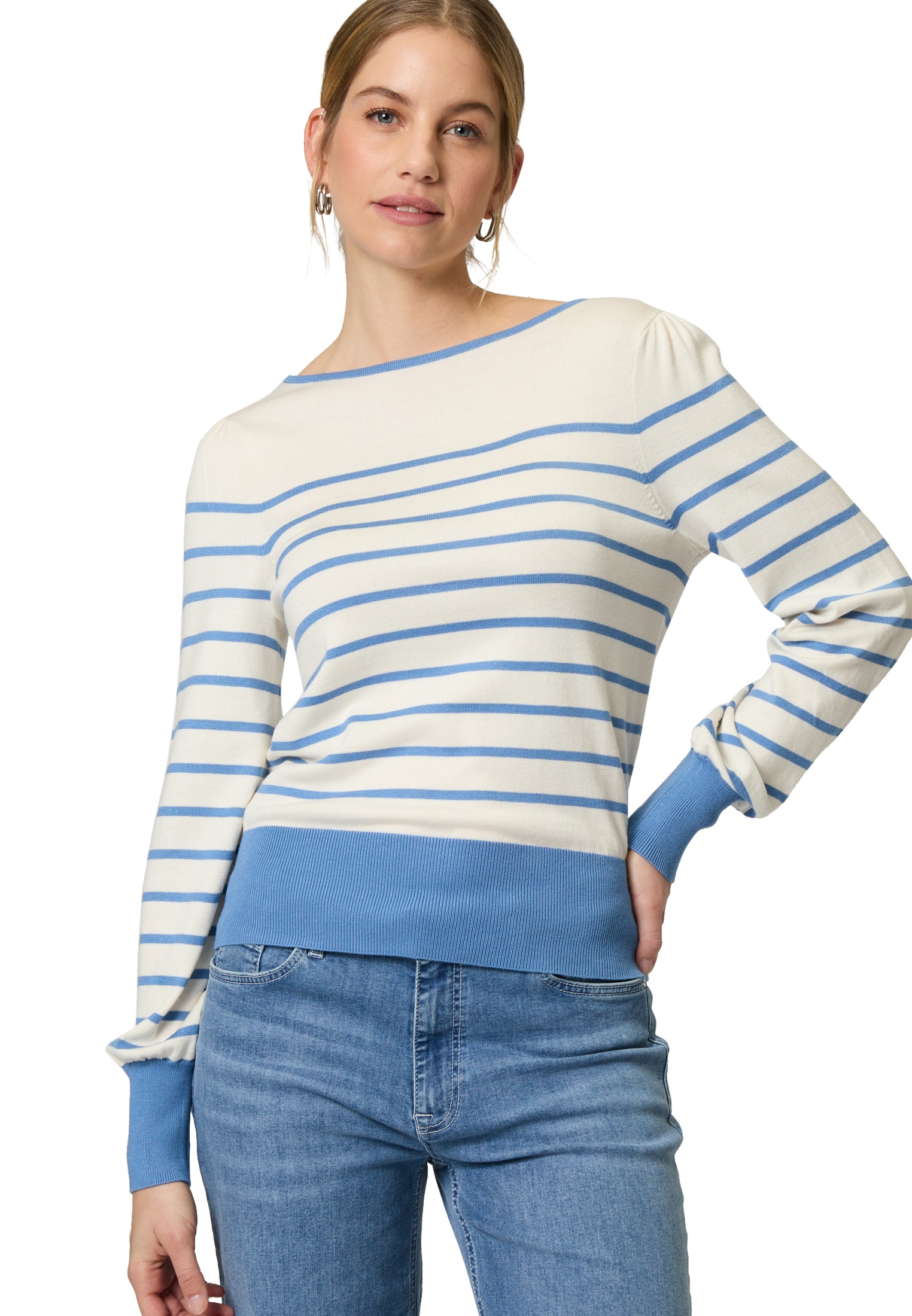 Zero Rundhalspullover »Pullover mit Streifen«