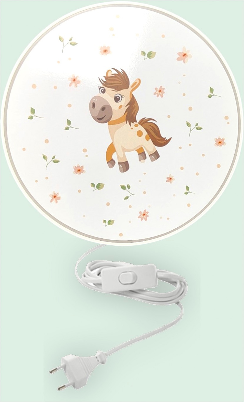 niermann Wandleuchte »Kinderlampe mit Motiv "Pony Paula", Kinderzimmer« E14 1 Stk. bruchsicheres Gehäuse, Schalter im Anschlusskabel, Made in Germany