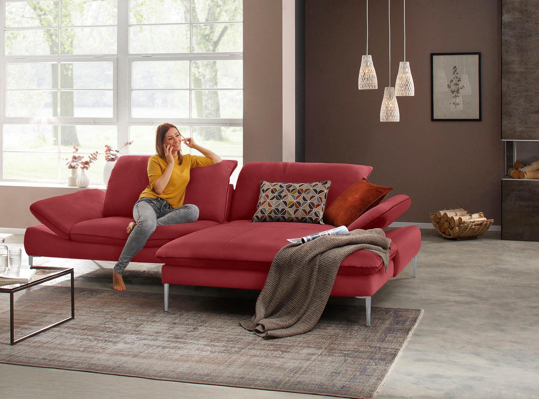 W.SCHILLIG Ecksofa »enjoy&MORE, Designsofa, elegant und bequem, L-Form«, mit Sitztiefenverstellung, Füße Chrom glänzend, Breite 294 cm
