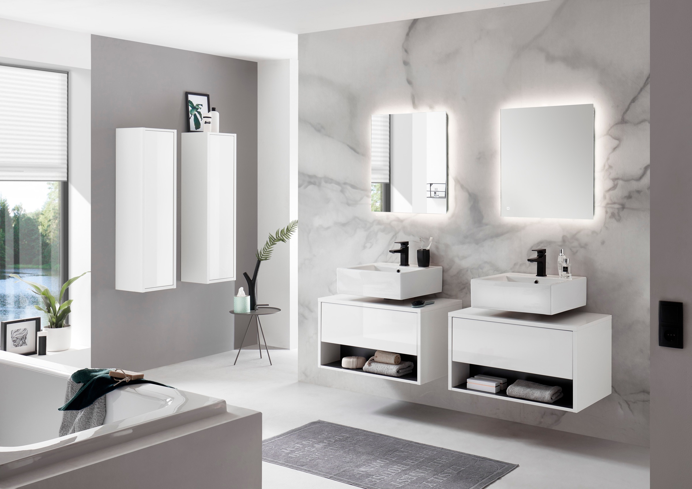 PLACES OF STYLE Badmöbel-Set »Studio Line, Bad im modernen Design, 6-teiliges Badezimmer« 6 Stk. tlg.