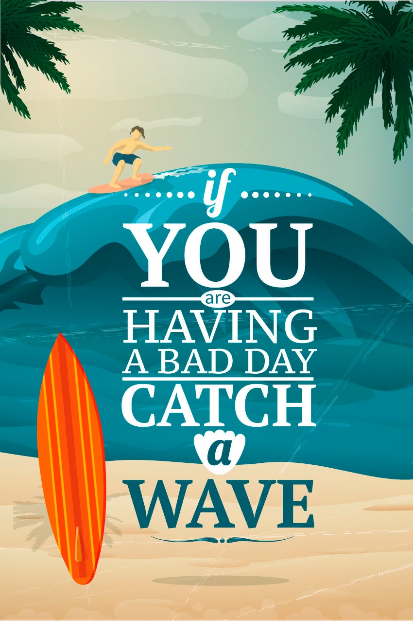 queence Metallbild »Catch a wave« Meer | Schriftzug | Schriftzüge | Strand 1 Stk. tlg. Stahlschilder