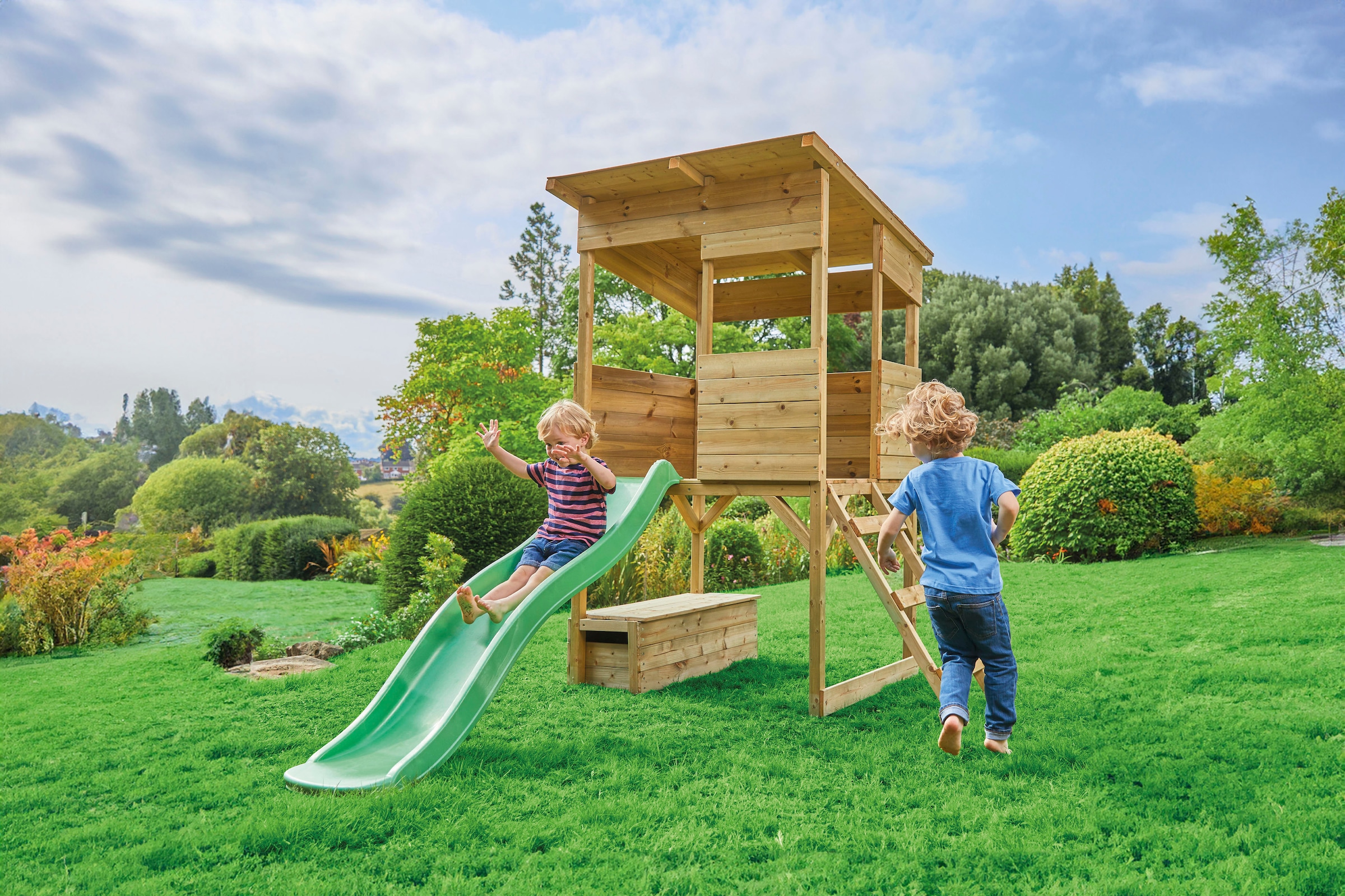 50NRTH Spielhaus »»Holz Stelzenhaus, Wildnis««, Spielhaus mit Rutsche, Natur