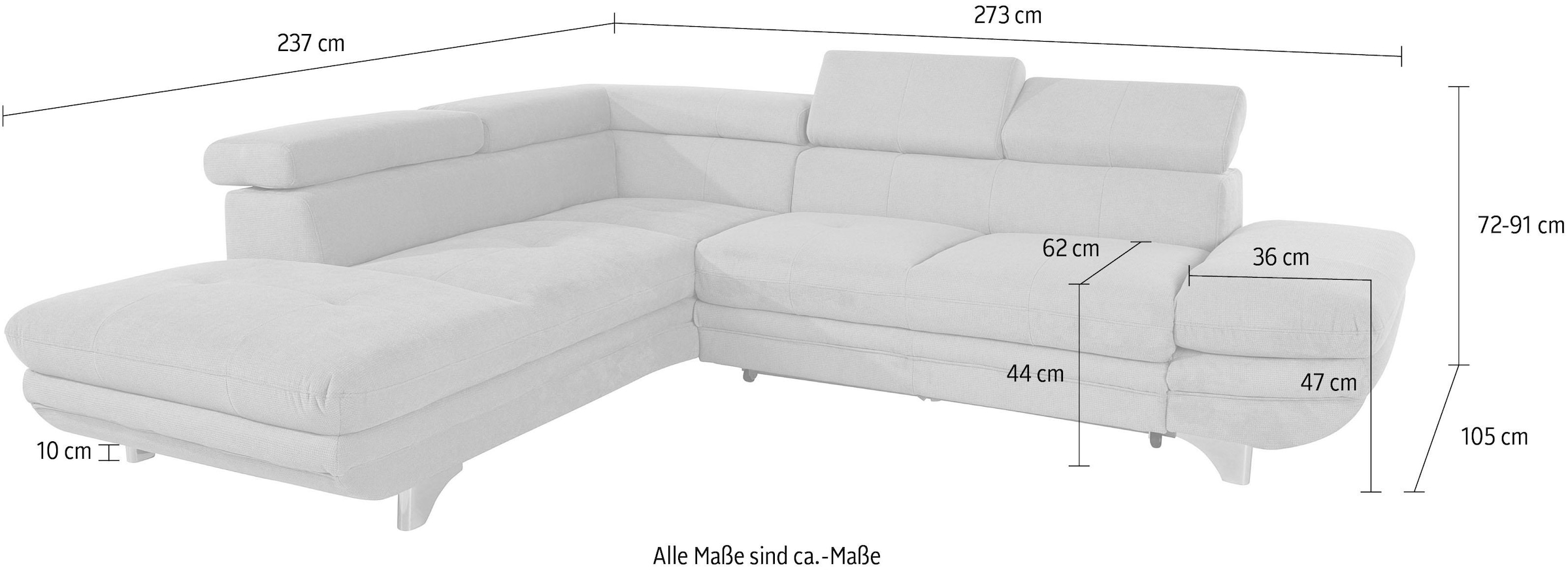 COTTA Ecksofa »Enterprise L-Form« mit Arm- & Kopfteilverstellung, wahlweise mit Bettfunktion
