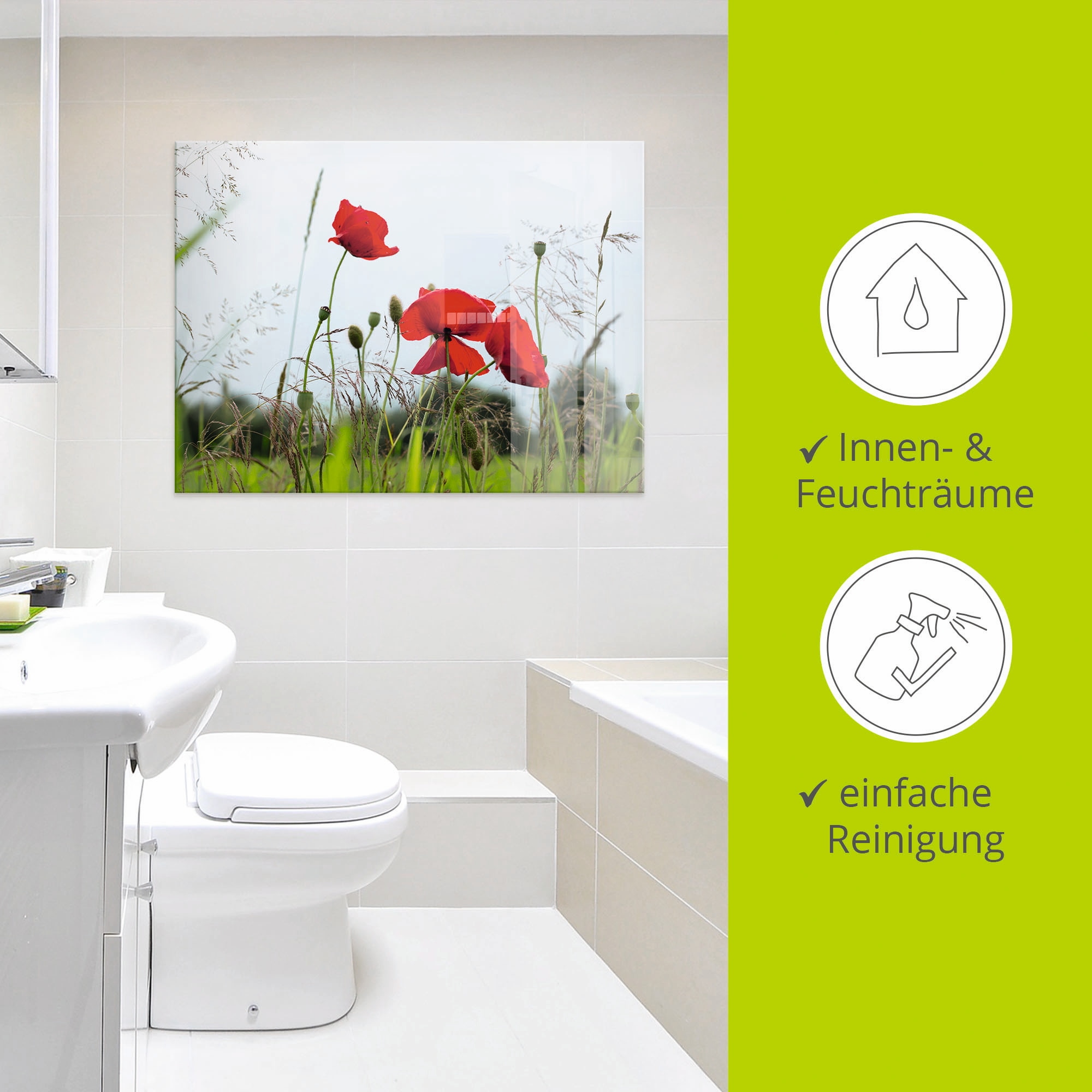 Artland Glasbild »Mohnblumen I« Blumen 1 Stk. tlg. in verschiedenen Größen