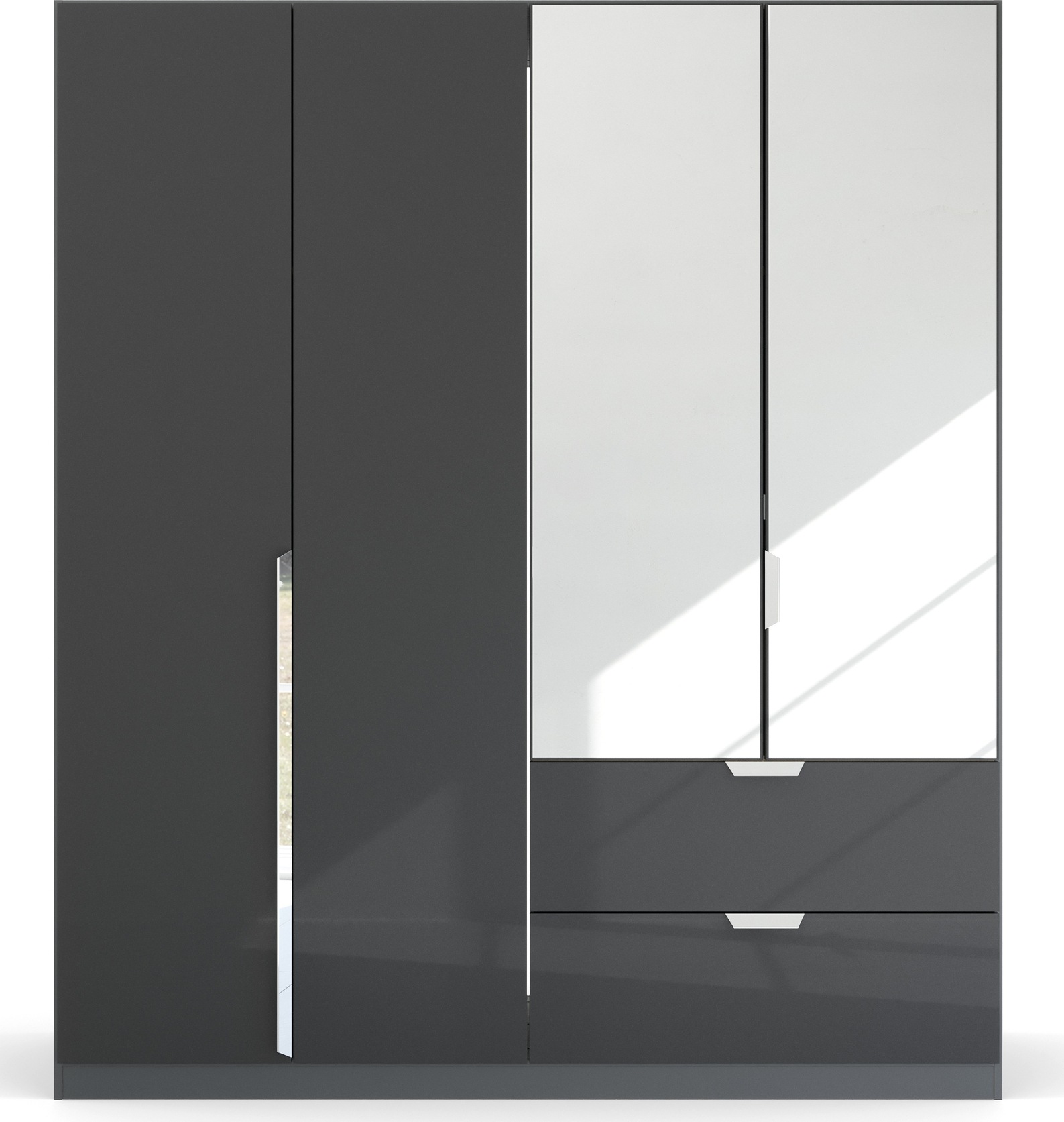 rauch Drehtürenschrank »Kleiderschrank Schrank Garderobe Ankleide GLAMOUR BY QUADRA SPIN« Breiten: 181/226/271 cm, Höhe 210 cm,  mit Spiegel und Hochglanz-Front, Stangengriff MADE IN GERMANY
