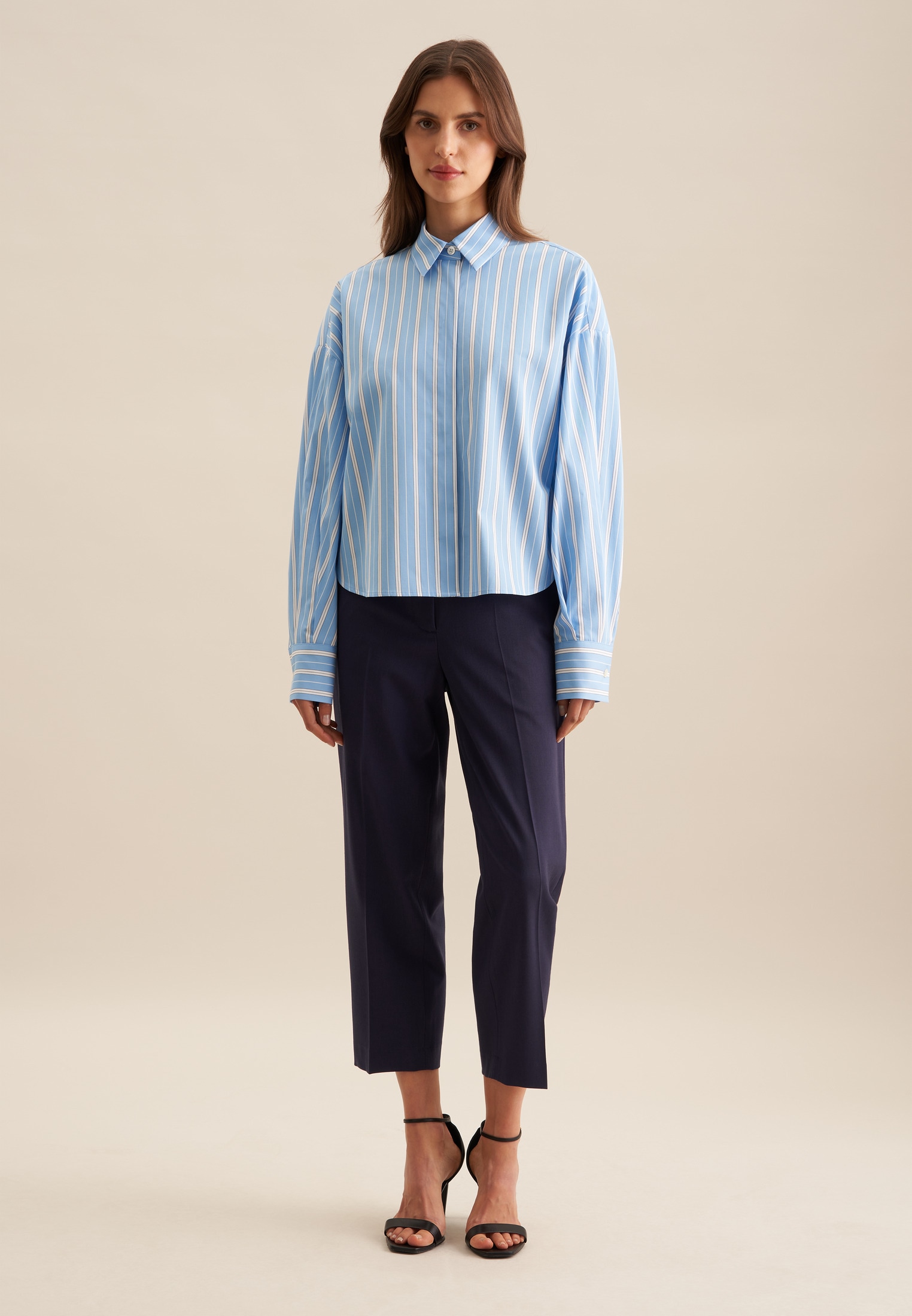 seidensticker Hemdbluse »Schwarze Rose« Langarm Kragen Streifen