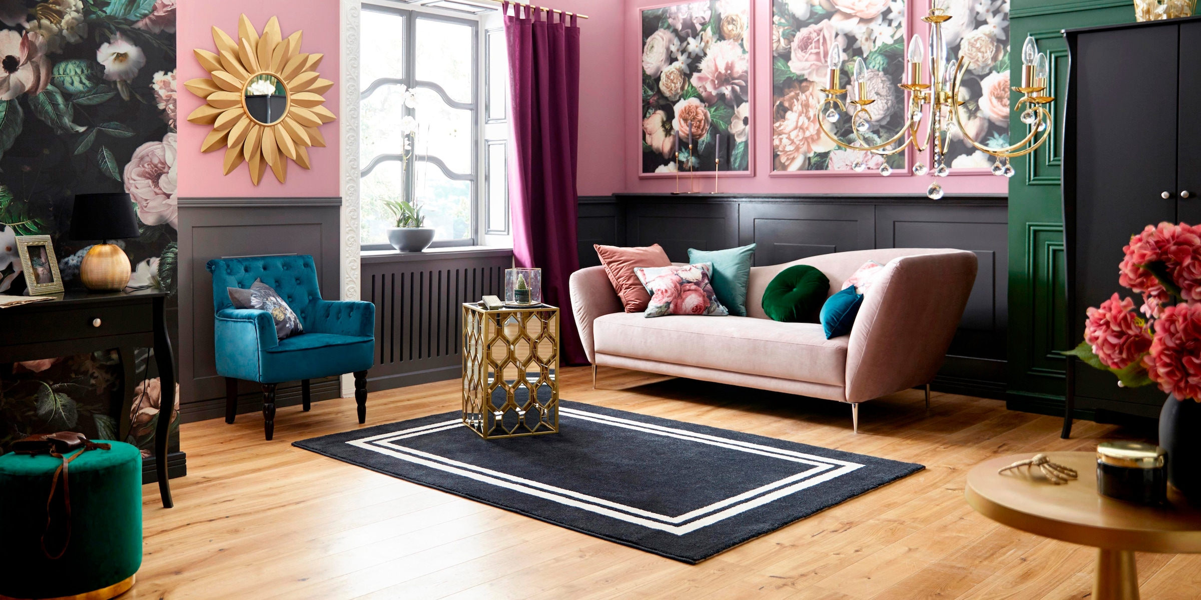 Komar Vliestapete »Victoria Black Panel« (Breite x Höhe), Vliestapete, 100 cm Bahnbreite