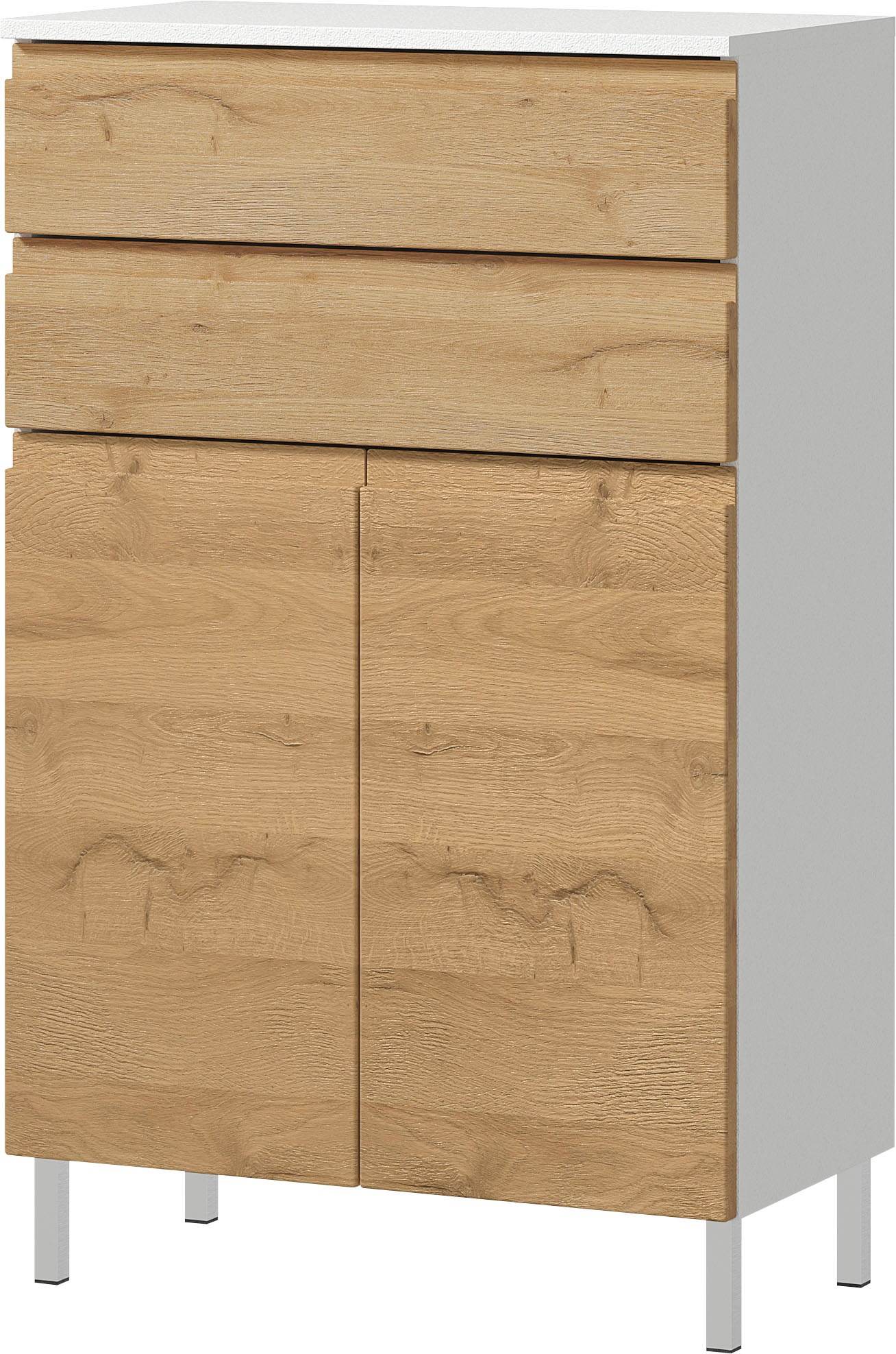 GERMANIA Badmöbel-Set »Torrance«, (5 St.), Unterschrank, Spiegelschrank, Beleuchtung, Kommode, Hochschrank
