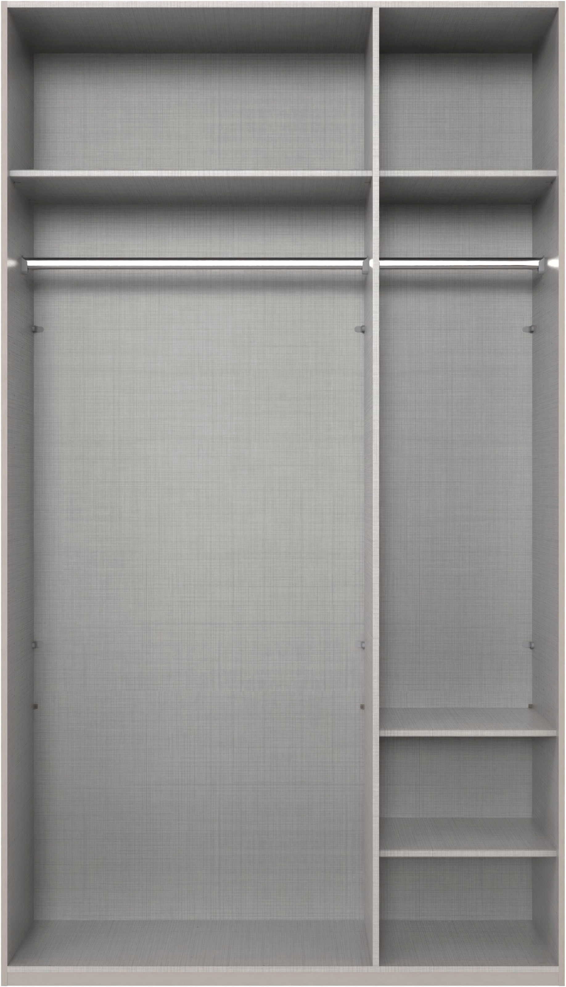 Wimex Kleiderschrank »Mugano, in 5 Breiten und 2 Höhen, Made in Germany«, (in Basic oder Premium Ausstattung mit 2 weiteren Einlegeböden), mit langen Griffstangen aus Metall, wahlweise mit oder ohne Spiegel