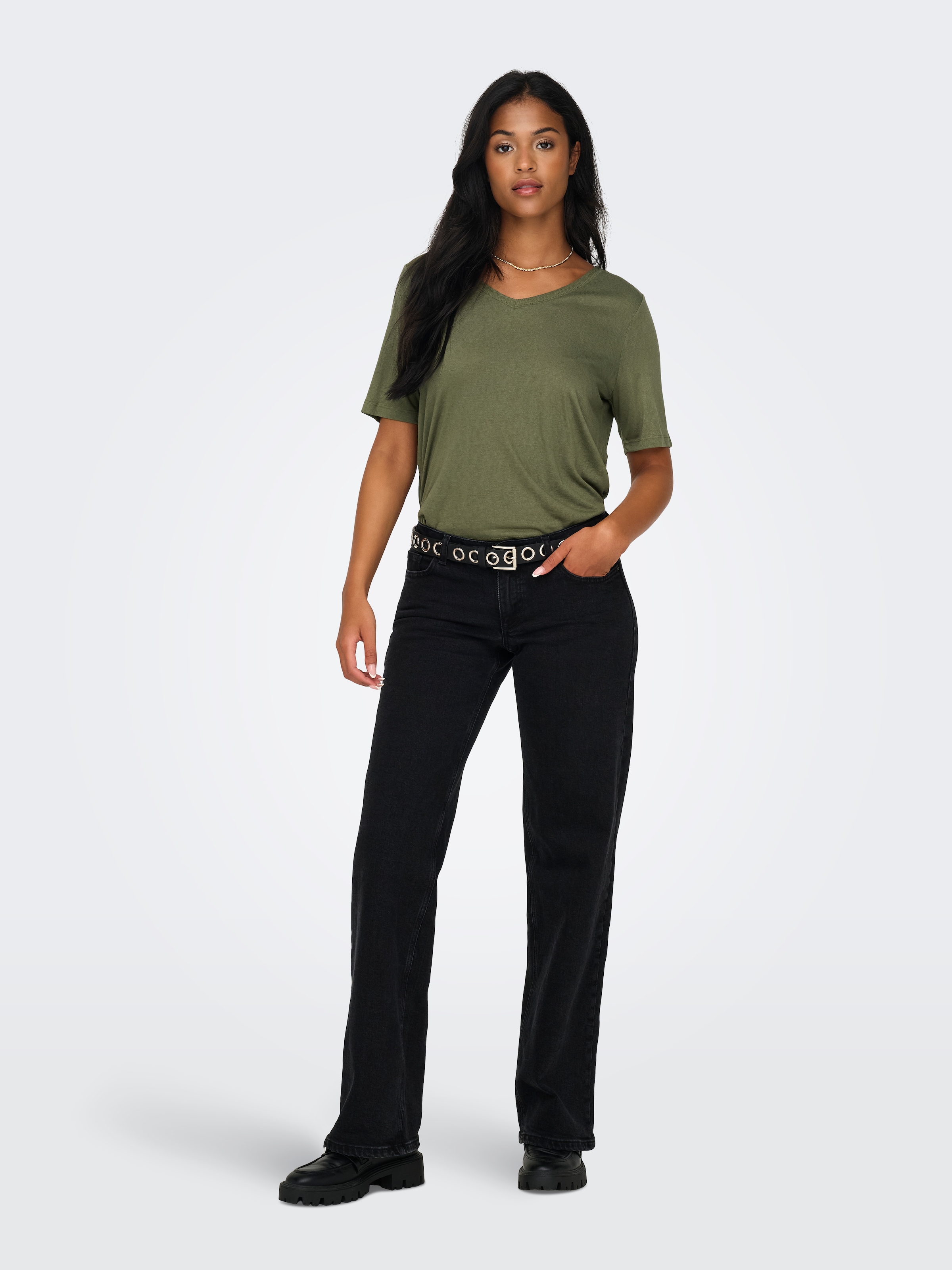 ONLY Kurzarmshirt »ONLELISE S/S V-NECK TOP JRS NOOS«