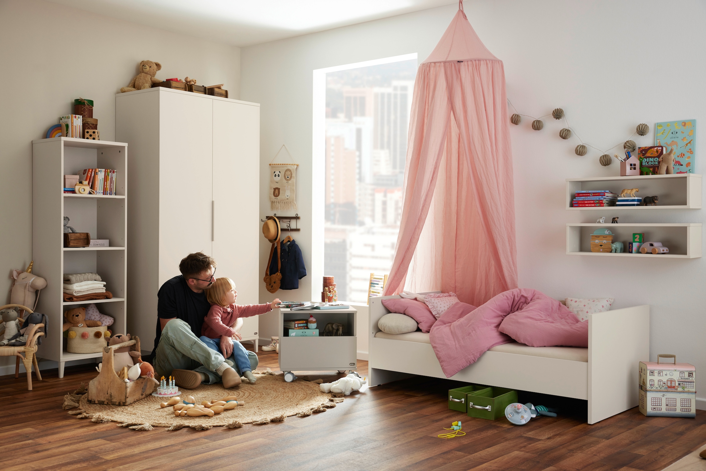 YUNY by PAIDI Nachtkommode »BROTHER STU mit Ablagefach und Schublade«, (B/H/T ca. 48x45x40cm, Taupe), feststellbarer Rollcontainer, Soft-Close