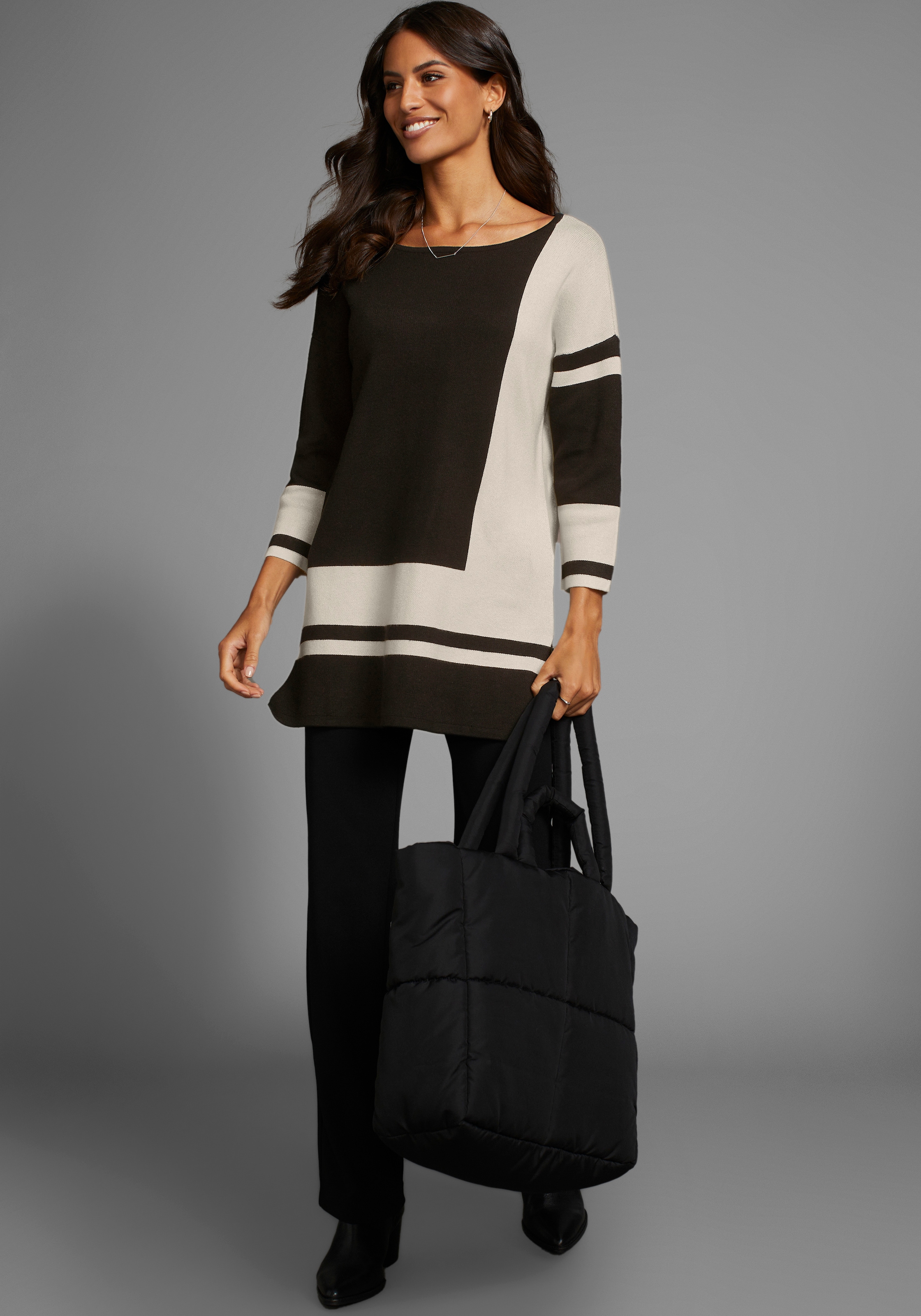 Laura Scott Longpullover mit geometrischem Jacquardmuster