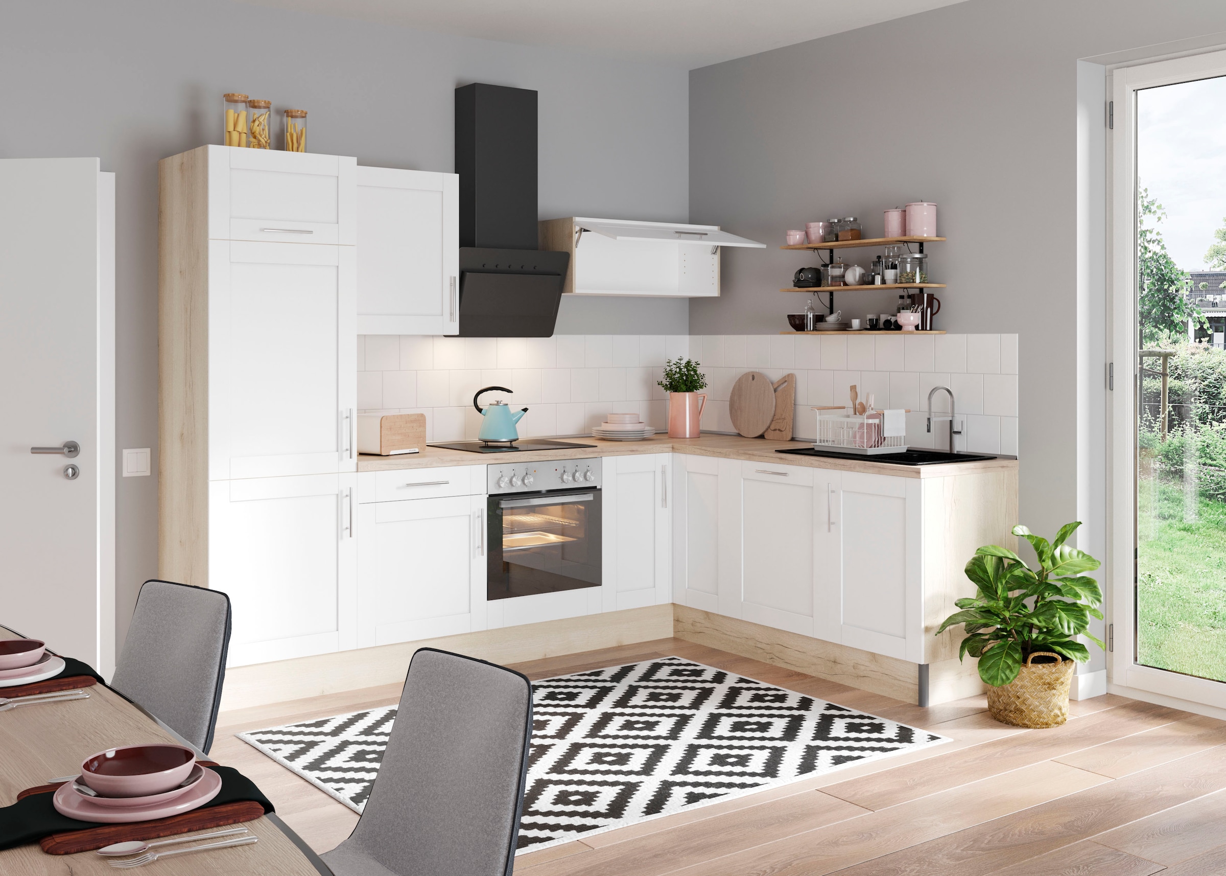 KOCHSTATION Küche »KS-Ahus«, 200 x 270 cm breit, wahlweise mit E-Geräten, Soft Close Funktion