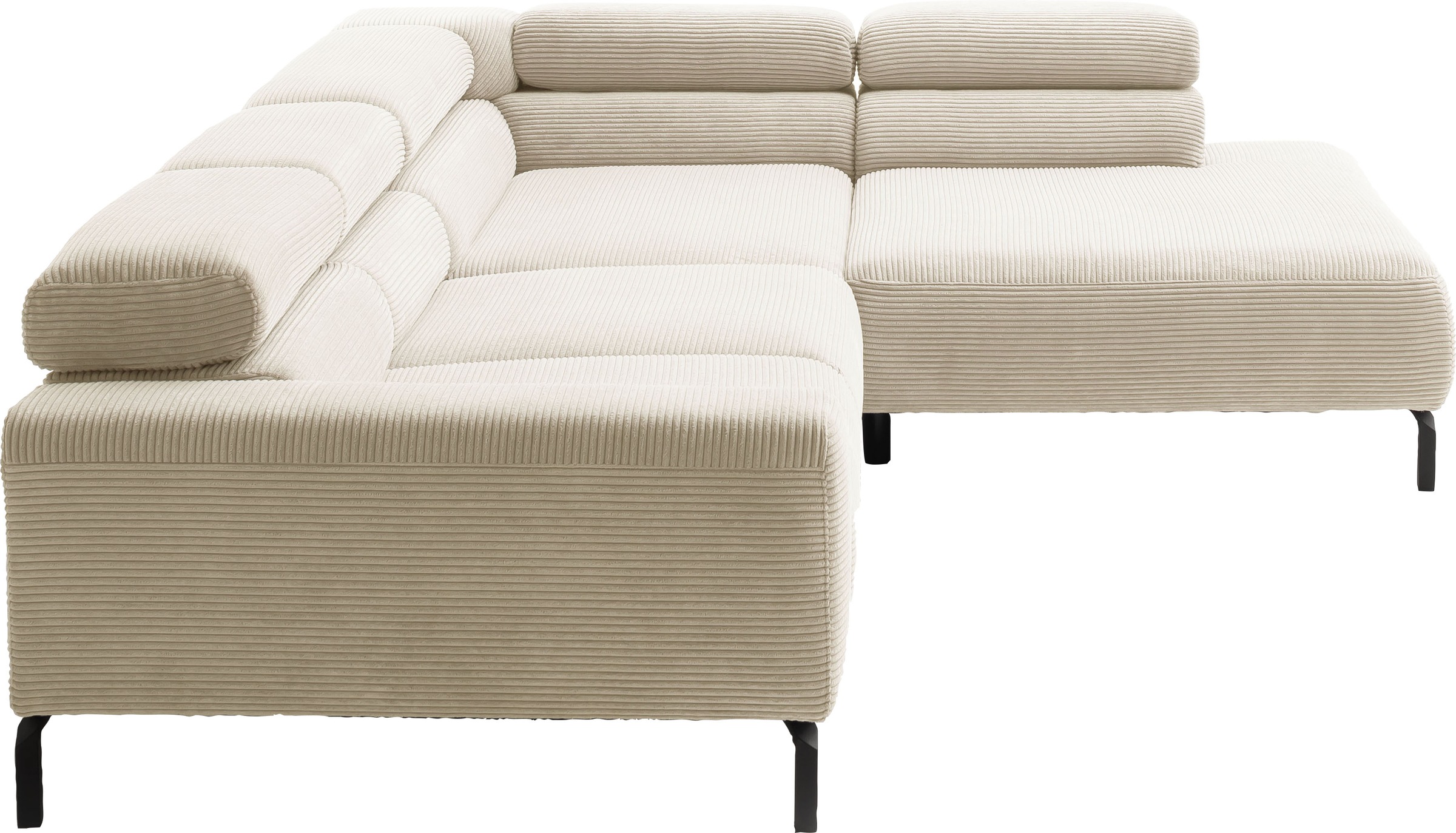 Places of Style Ecksofa »Antonelli, L-Form, inkl. Kopfteilverstellung, Breite 312 cm«, ohne Sitztiefenverstellung, in Cord, natur