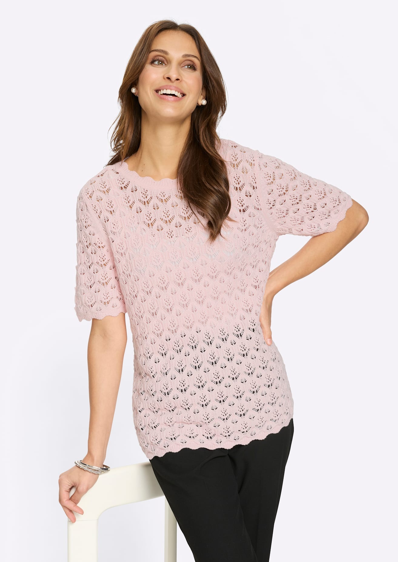 Lady Kurzarmpullover »Ajour-Pullover«