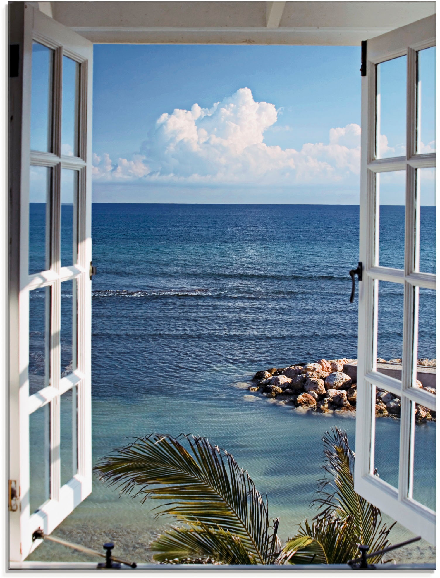 Glasbild »Fenster zum Paradies«, Fensterblick, (1 St.), in verschiedenen Größen