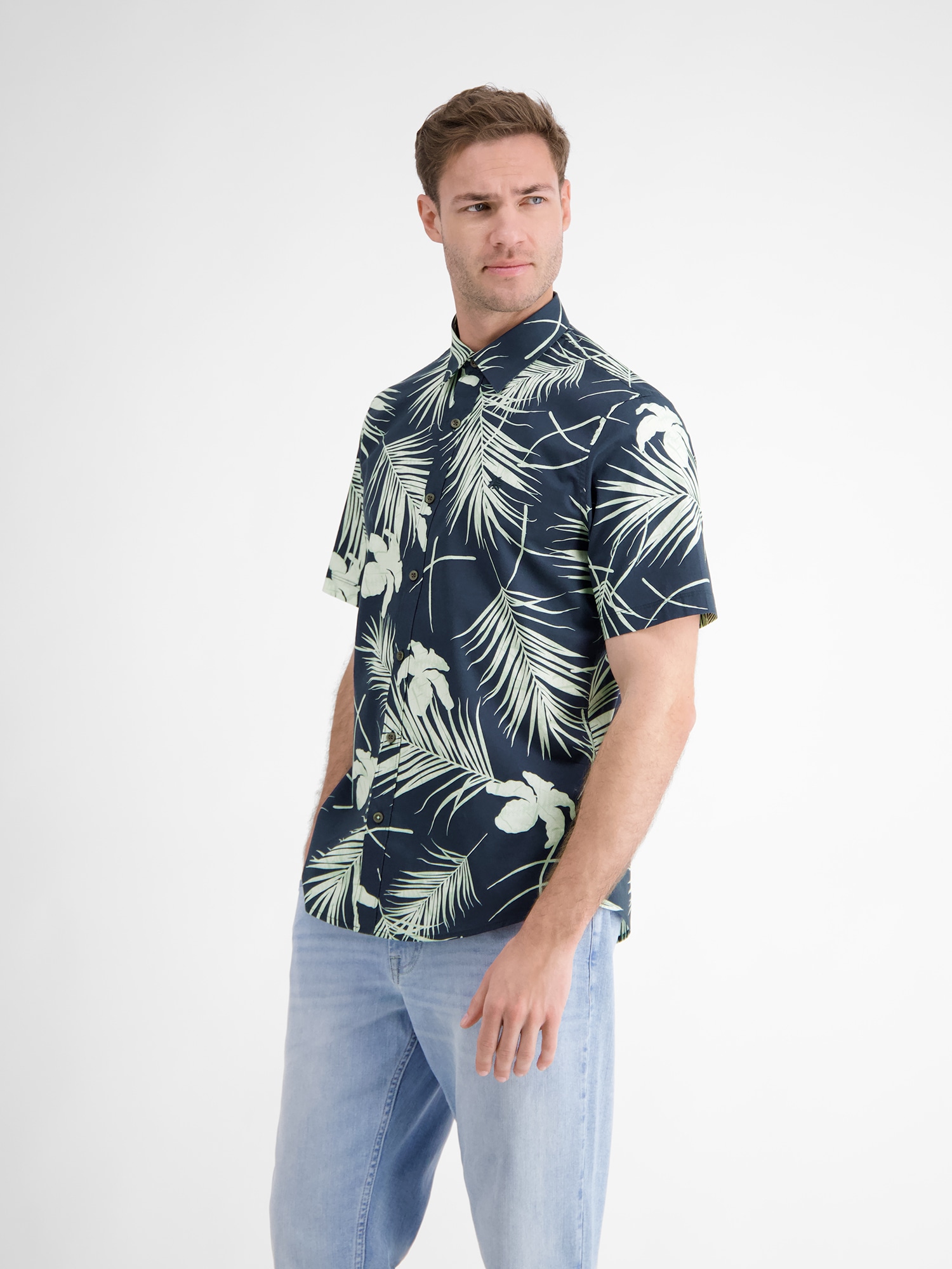 LERROS Kurzarmhemd »LERROS Kurzärmeliges Herrenhemd, Hawaiian-Style«