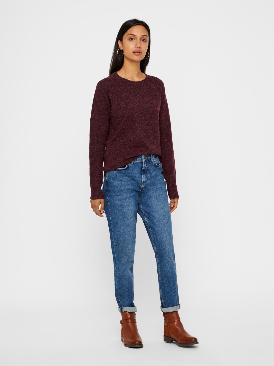 Vero Moda Rundhalspullover »VMDOFFY LS O-NECK BLOUSE GA NOOS« Materialmix, regular fit
