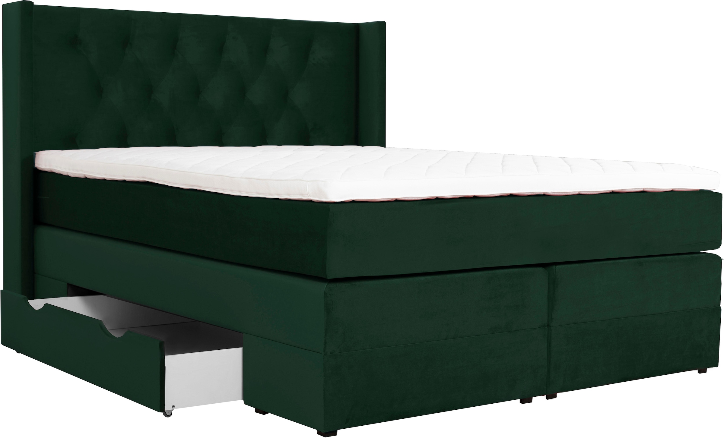 Home affaire Boxspringbett »Elegance« mit schöner Knopfheftung, in den Härtegraden H2 & H3, inkl. Schubladen