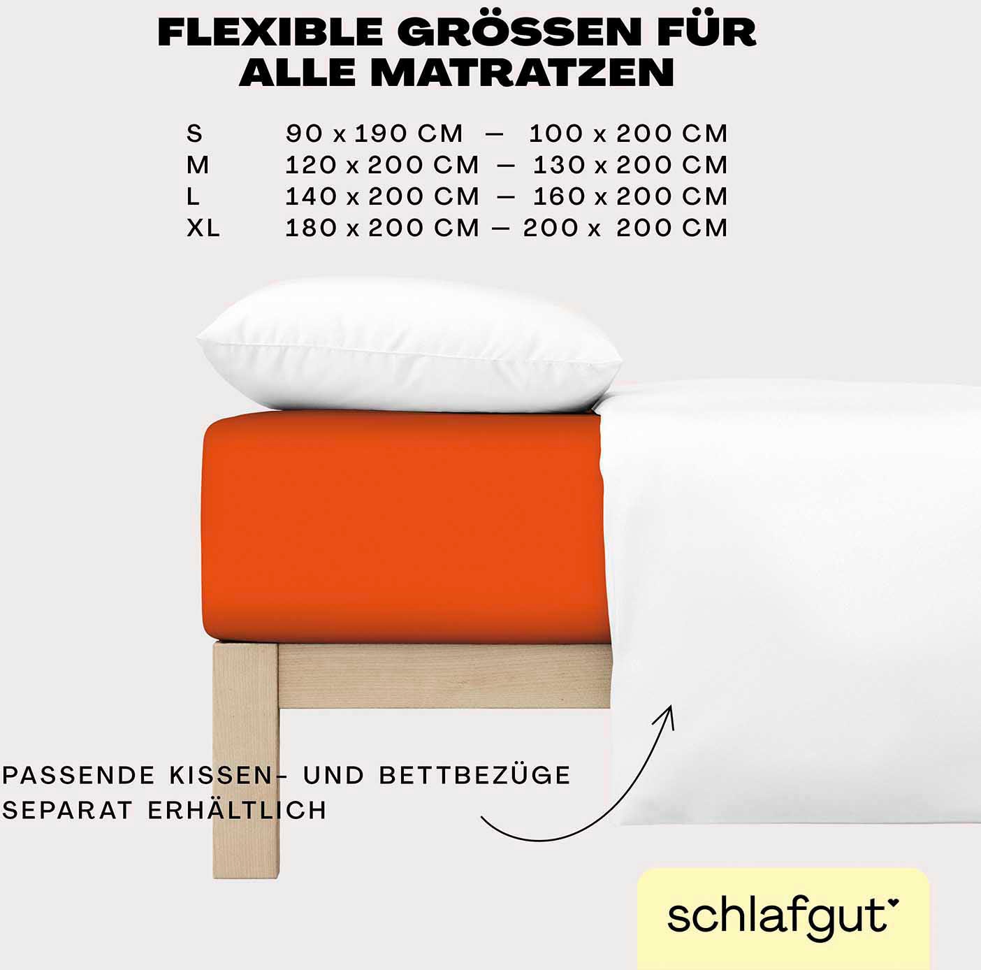 Schlafgut Spannbettlaken »EASY aus 100% Baumwolle, weich & saugfähig, Marken-Bettlaken«, für Matratzen bis 22 cm Höhe, in 90x200, 140x200 oder 180x200 cm