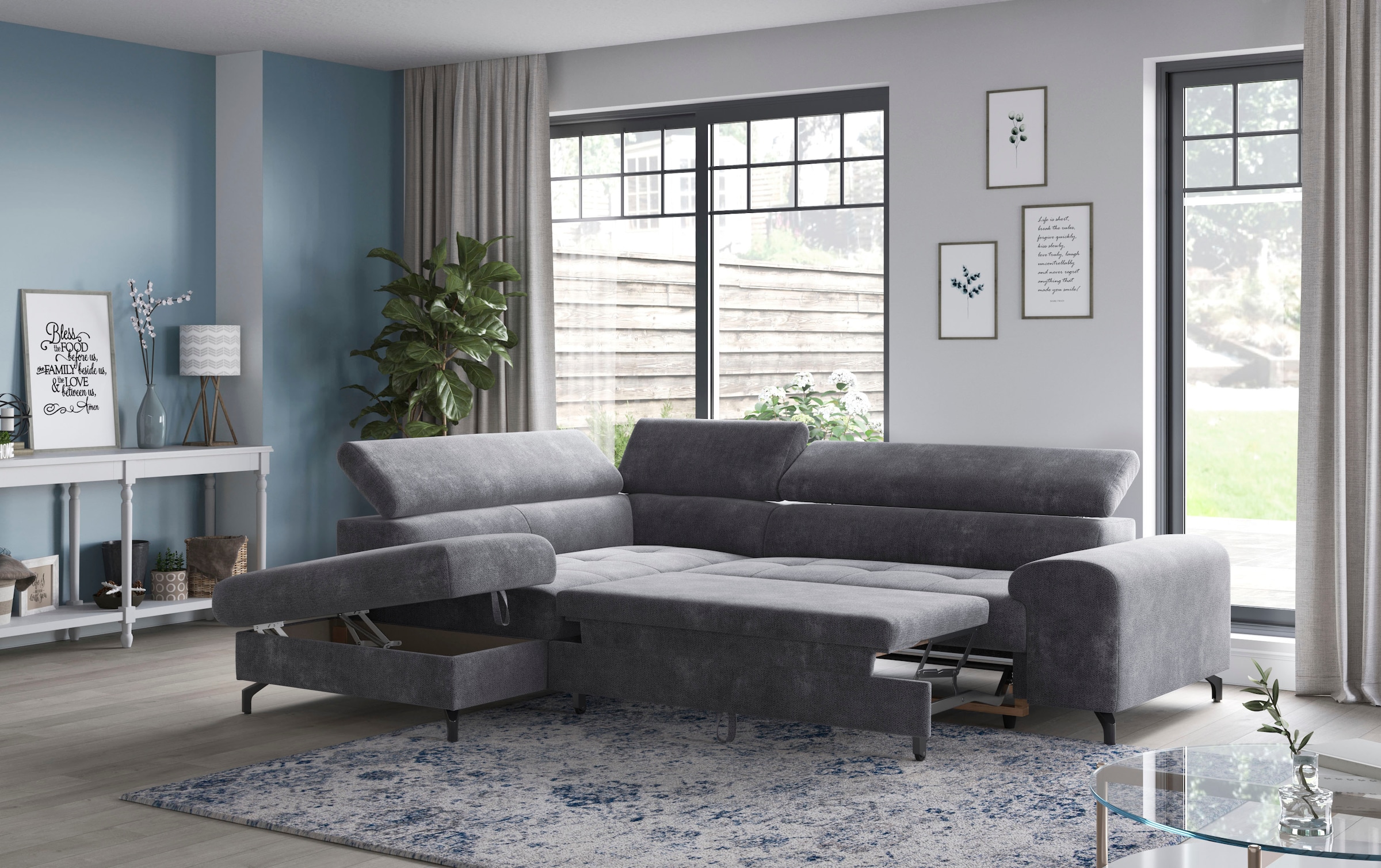 COTTA Ecksofa »Aura L-Form«, mit Schlaffunktion, Bettkasten und Kopfteilverstellung