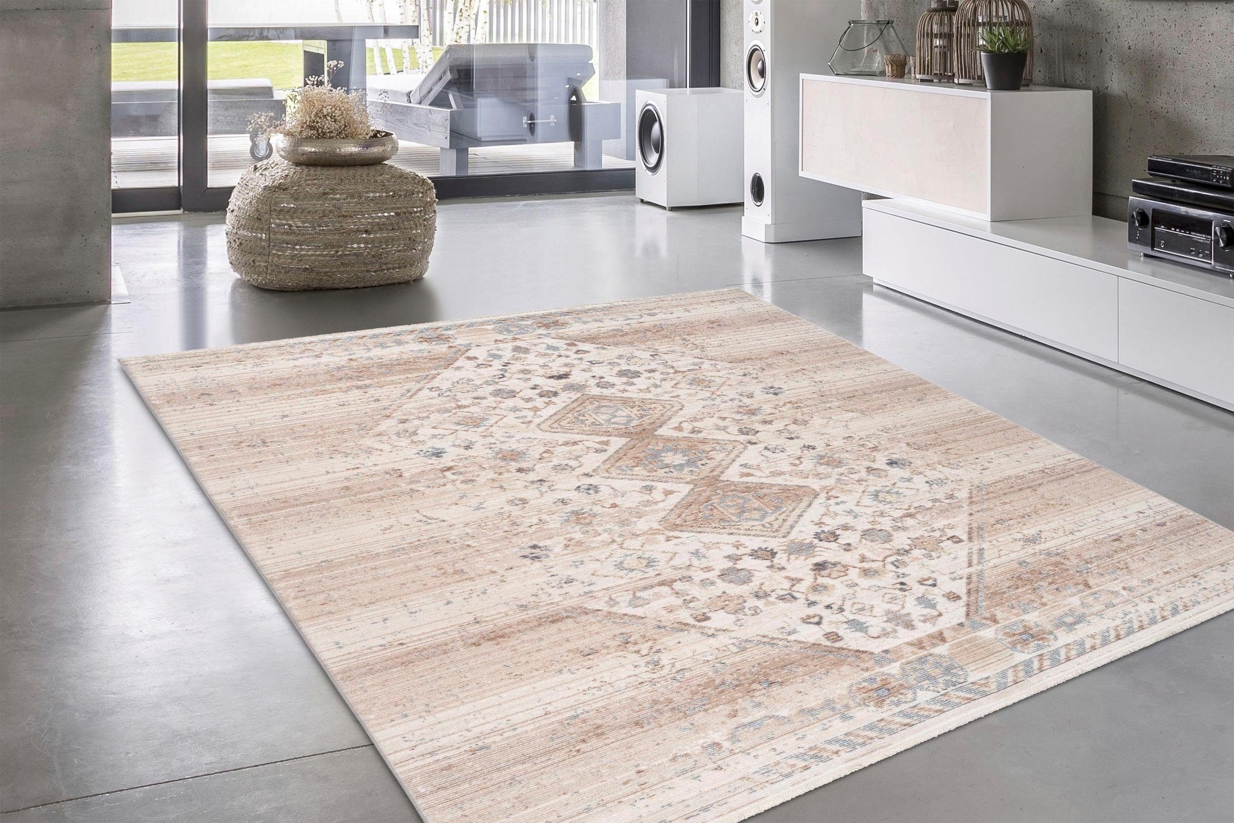 my home Teppich »Estelle« rechteckig 5 mm Höhe Wohnzimmer
