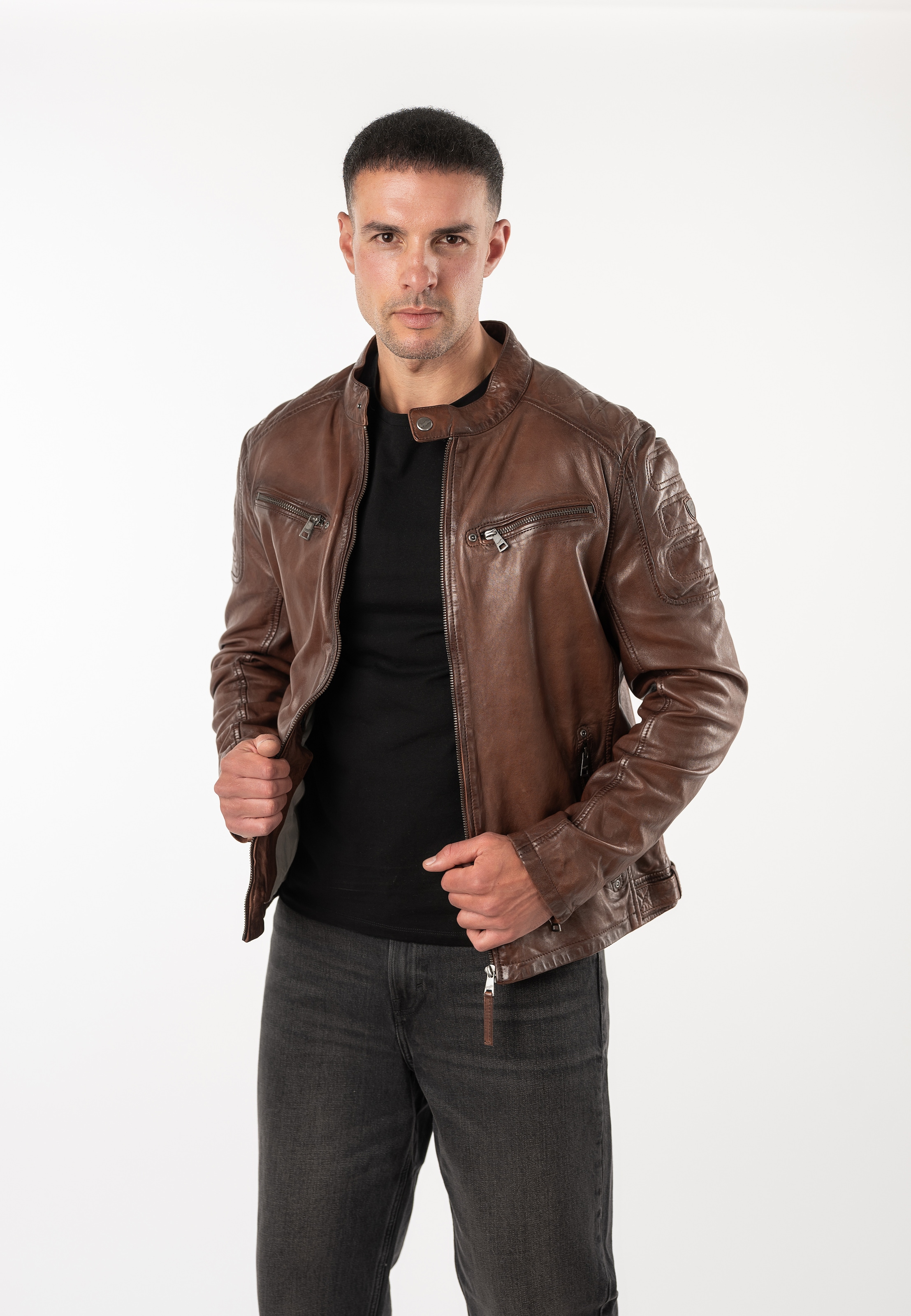 Mauritius Lederjacke »MMDreeser« mit betonter Schulterpartie, Regular Fit