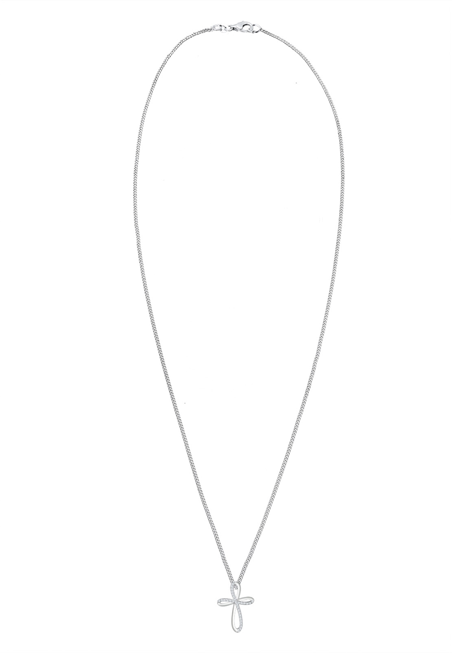 Elli Premium Silberkette »Halskette Kreuz Zirkonia Weiß 925 Sterling Silber«