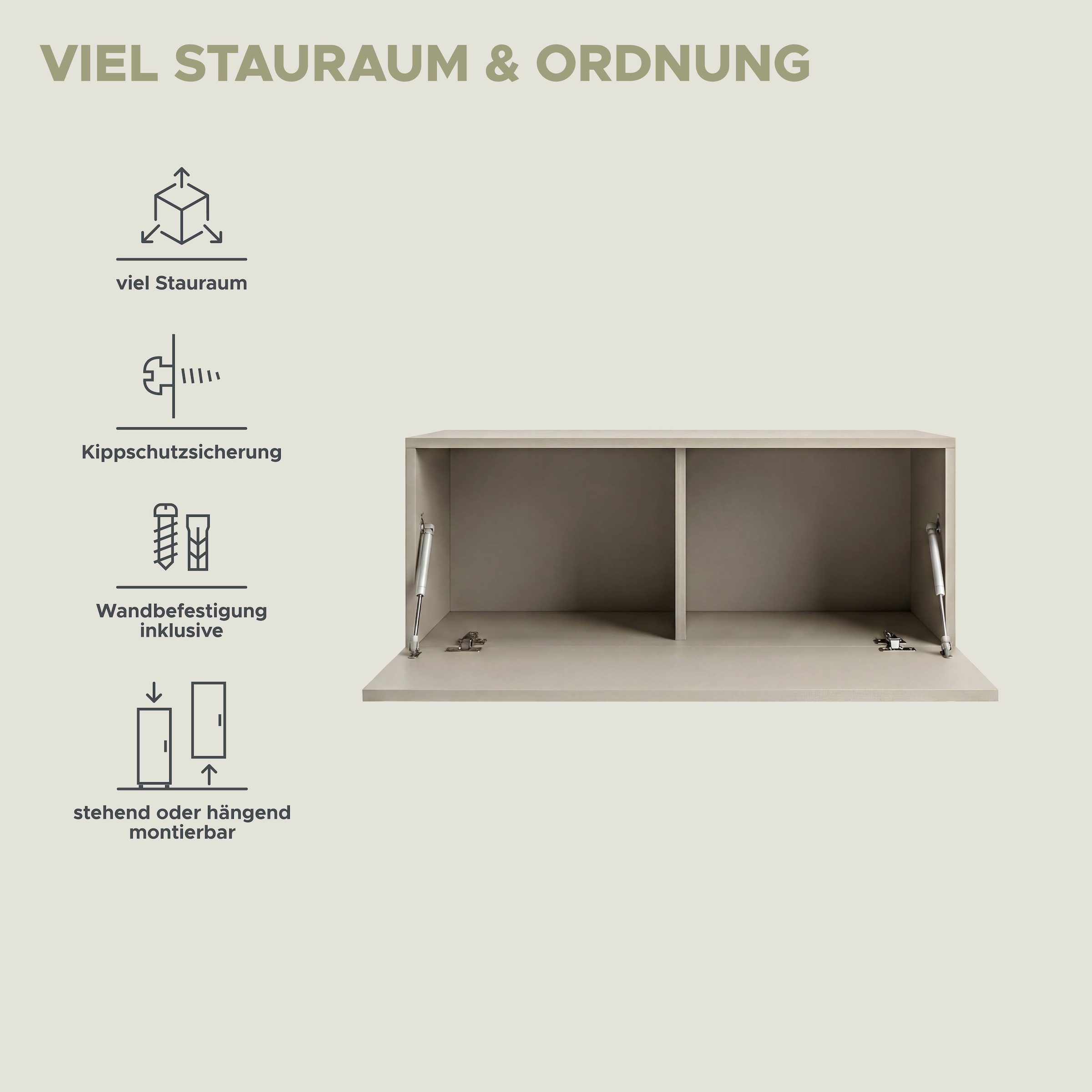 OTTO home Lowboard »SPIAGGIA, Breite 90cm, stehend & hängend montierbar, 2 Fächer,1 Klappe« TV-Möbel, TV-Schrank, TV-Lowboard, Mediaboard