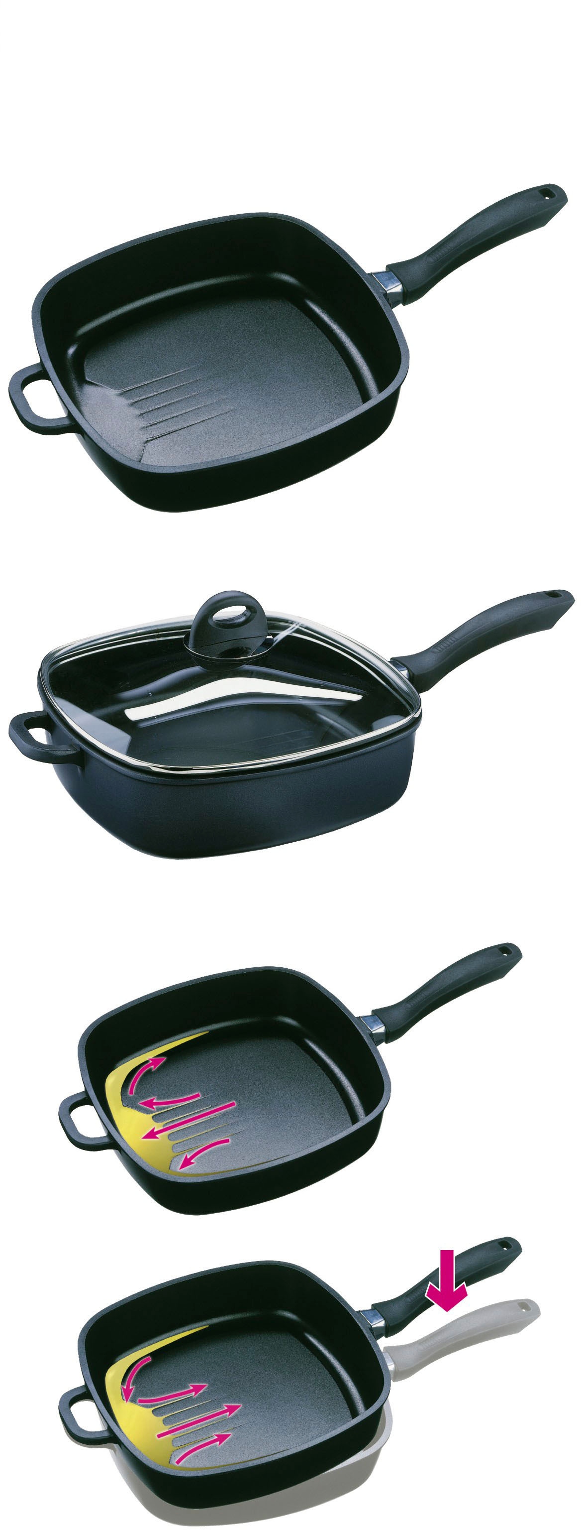 GSW Schmorpfanne »Gourmet«, Aluminiumguss, Fett-Trenn-Pfanne, robuste Qualtiät, 28x28 cm, Induktion