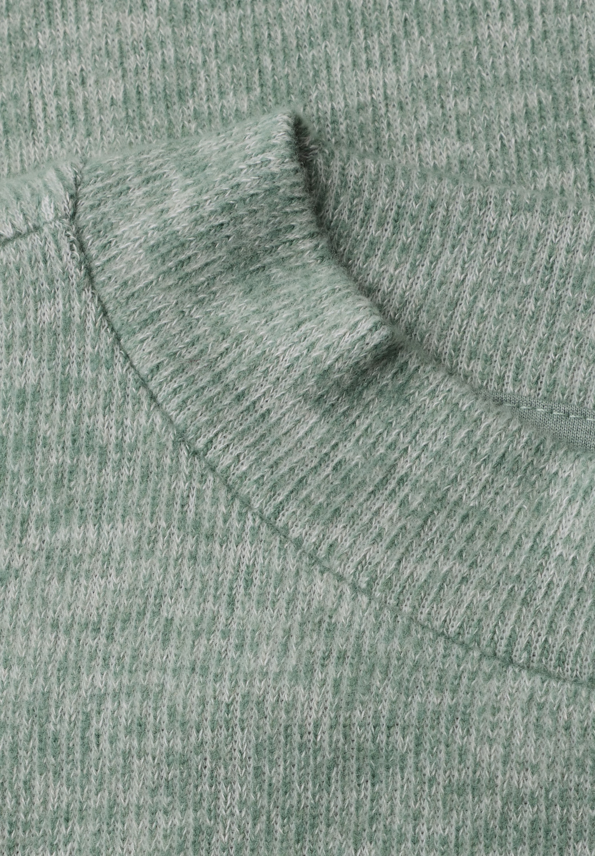 STREET ONE Strickpullover Spitzenbesatz am Saum / Melange-Look