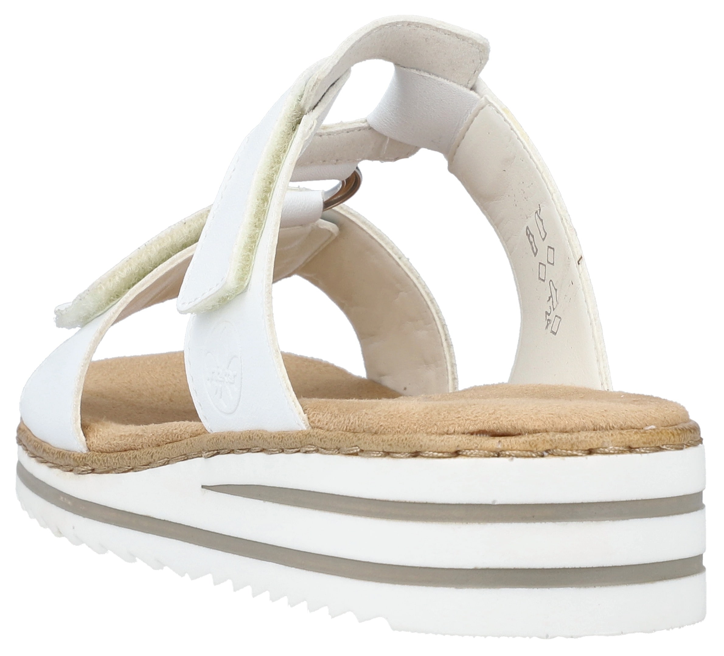 Rieker Pantolette, Keilabsatz, Sommerschuh, Schlappen mit praktischen Klettriemchen