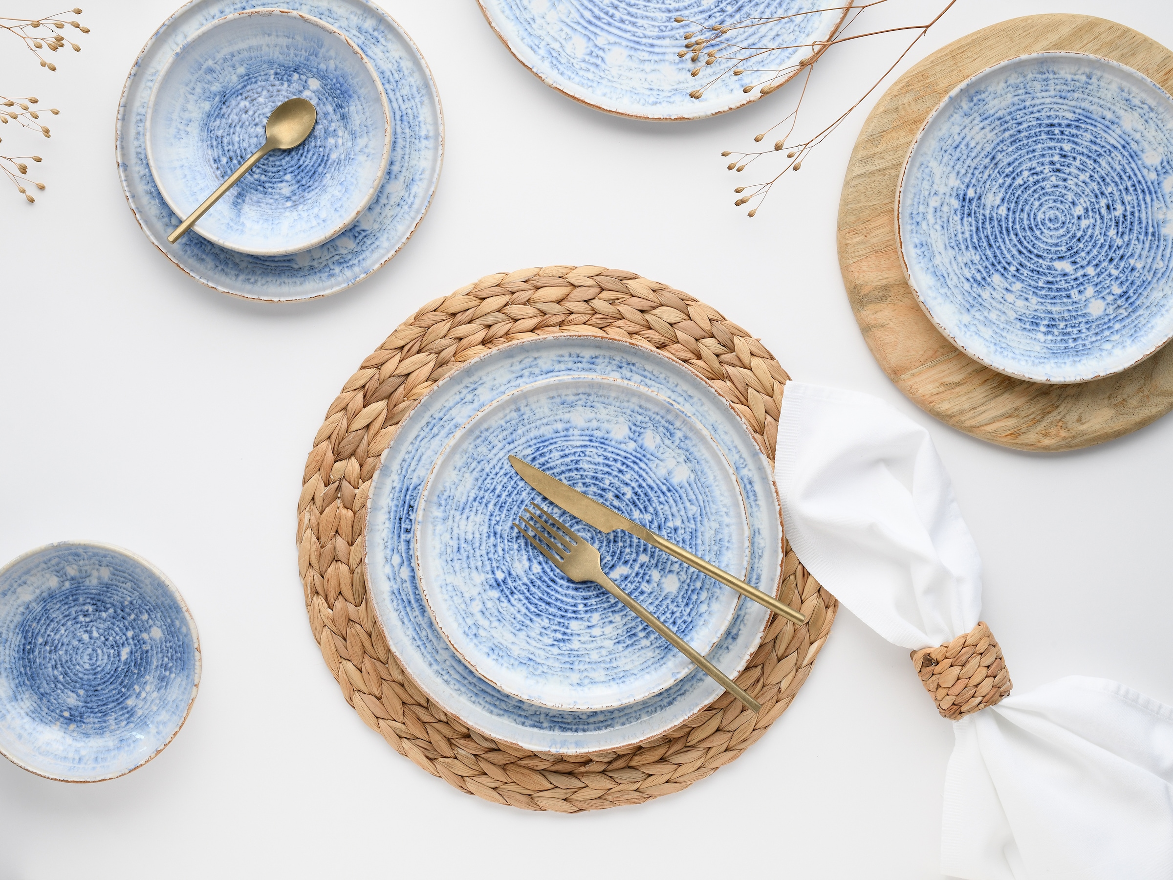 CreaTable Teller-Set »Uno Mykonos, Teller Set 12-tlg« Sommerlich, Vintage Style, Reaktivglasur