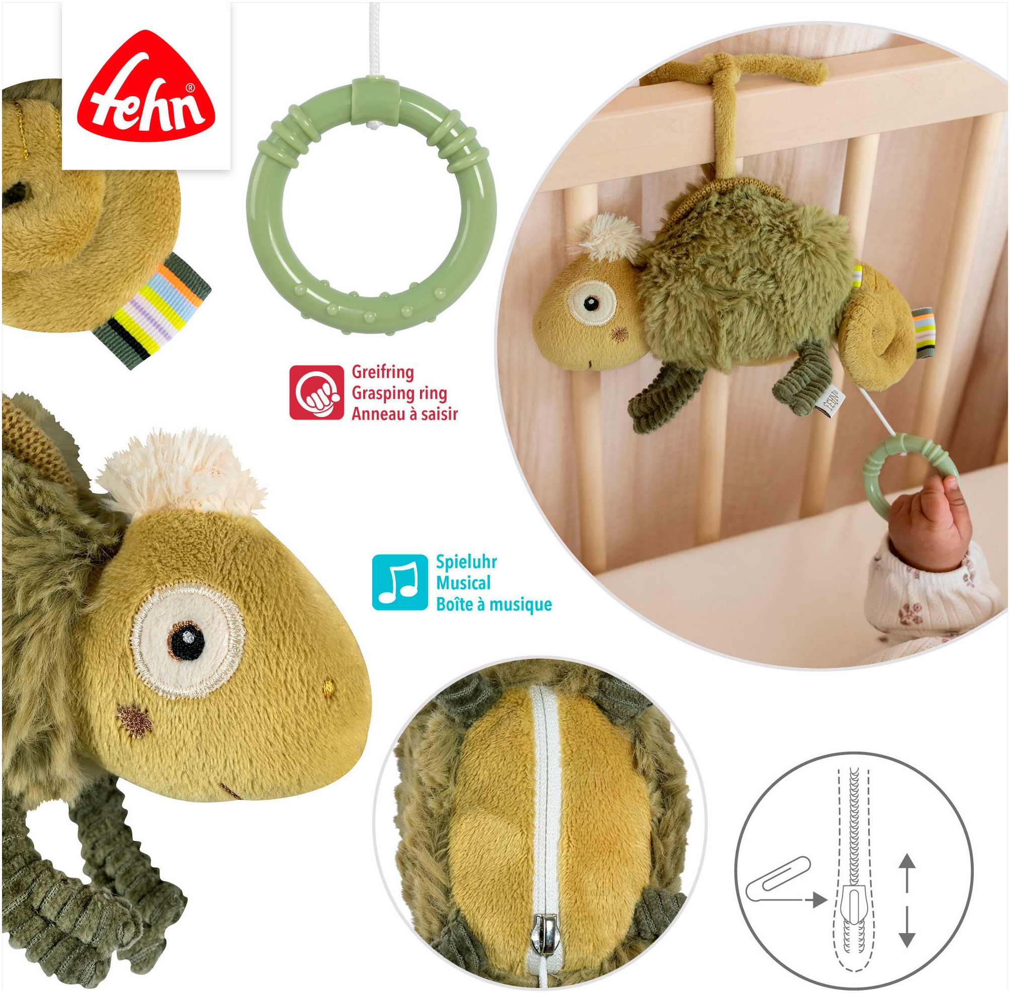 Fehn Spieluhr »Lazy, Crazy & Pink, Chamäleon«