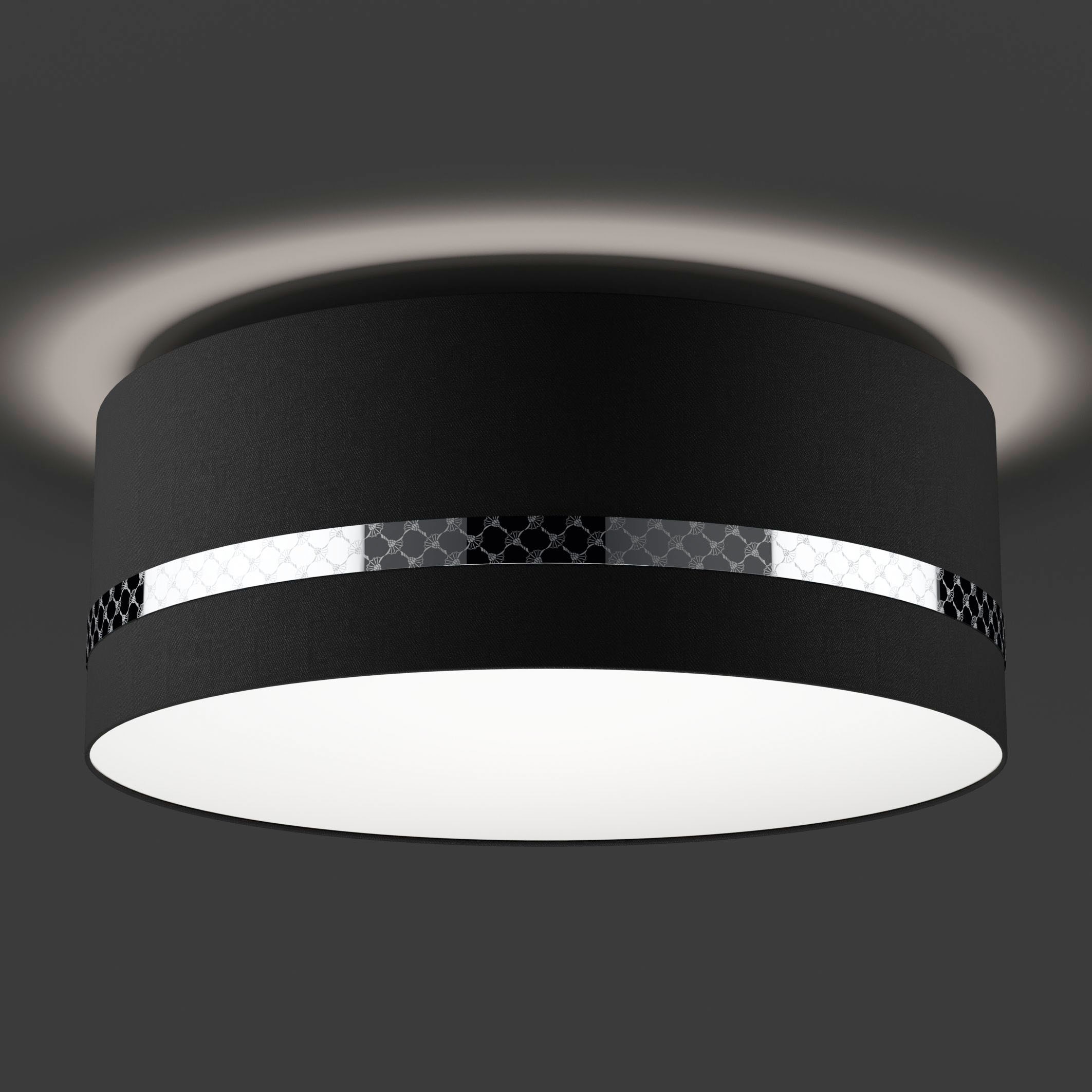 JOOP! Deckenleuchte »ROUND LIGHTS«, Leuchtmittel E27 | ohne Leuchtmittel, mit rundem Textil-Leuchtenschirm und eingelassenem Metall-Dekorband