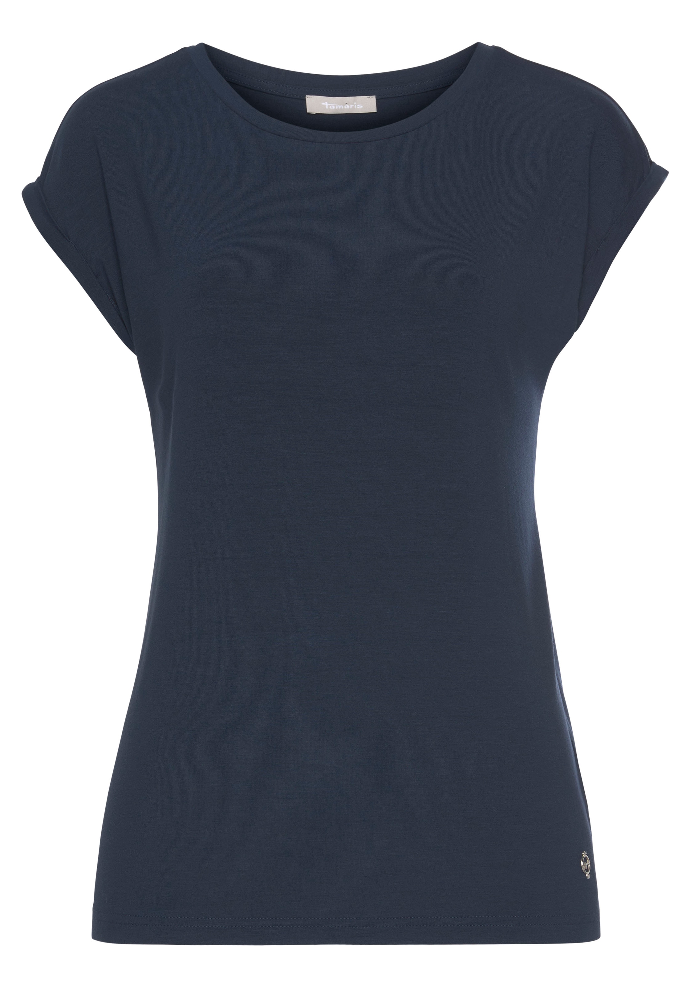 Tamaris T-Shirt, Kurzarm, Regular Fit, unifarben, mit Rundhalsausschnitt