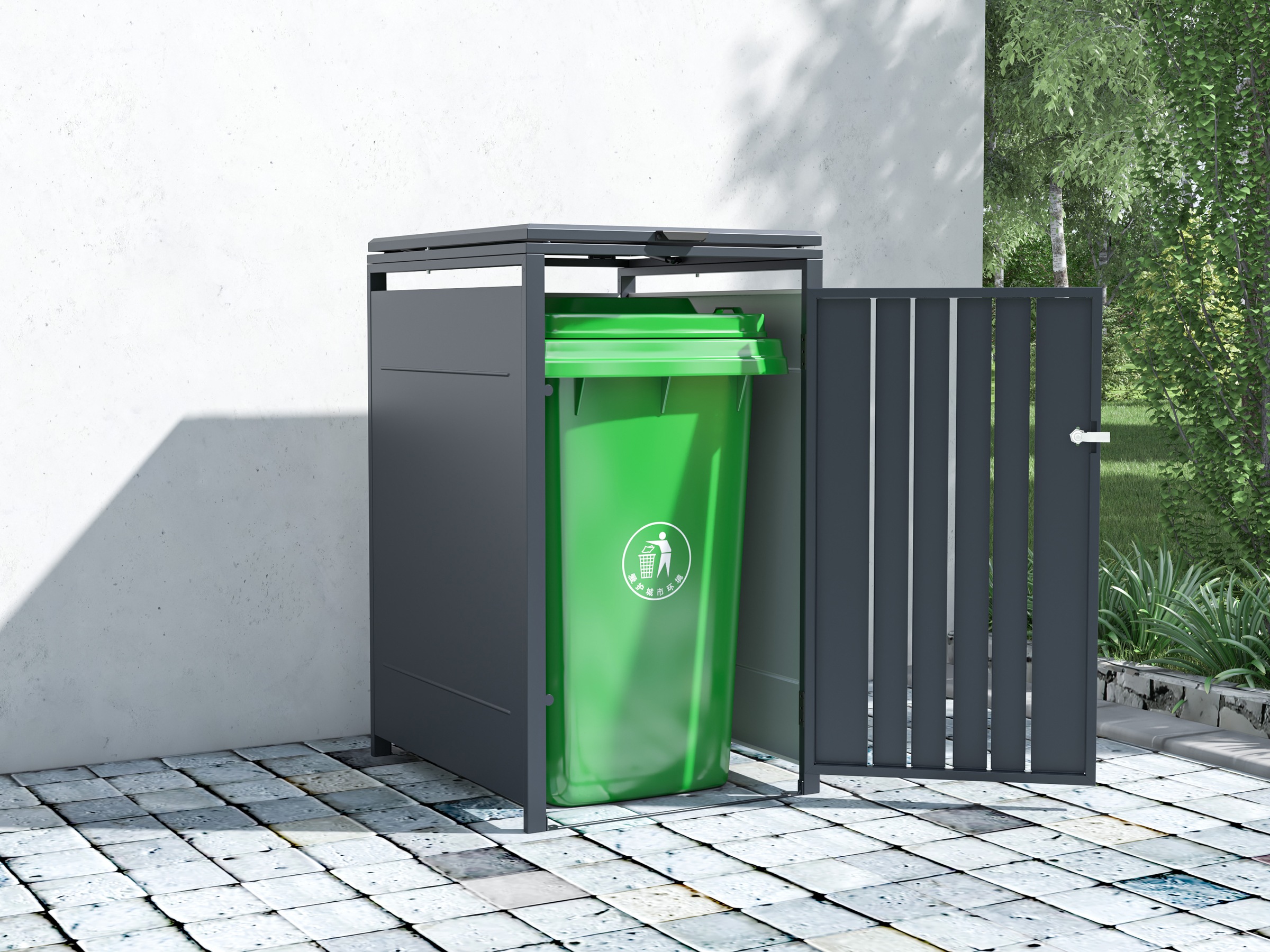 KONIFERA Mülltonnenbox »Premium« abschließbar  & pulverbeschichtet, BxTxH: 68x80x117 cm