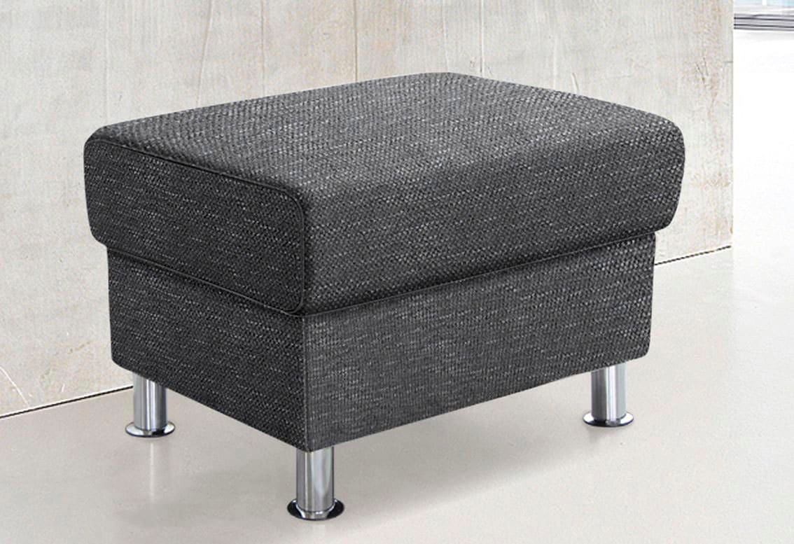 TRENDMANUFAKTUR Hocker »Rondo, Polsterhocker zur Serie, Breite 67 cm, Füße chromfarben«, Fußhocker wahlweise mit Federkern, in verschiedenen Bezügen bestellbar