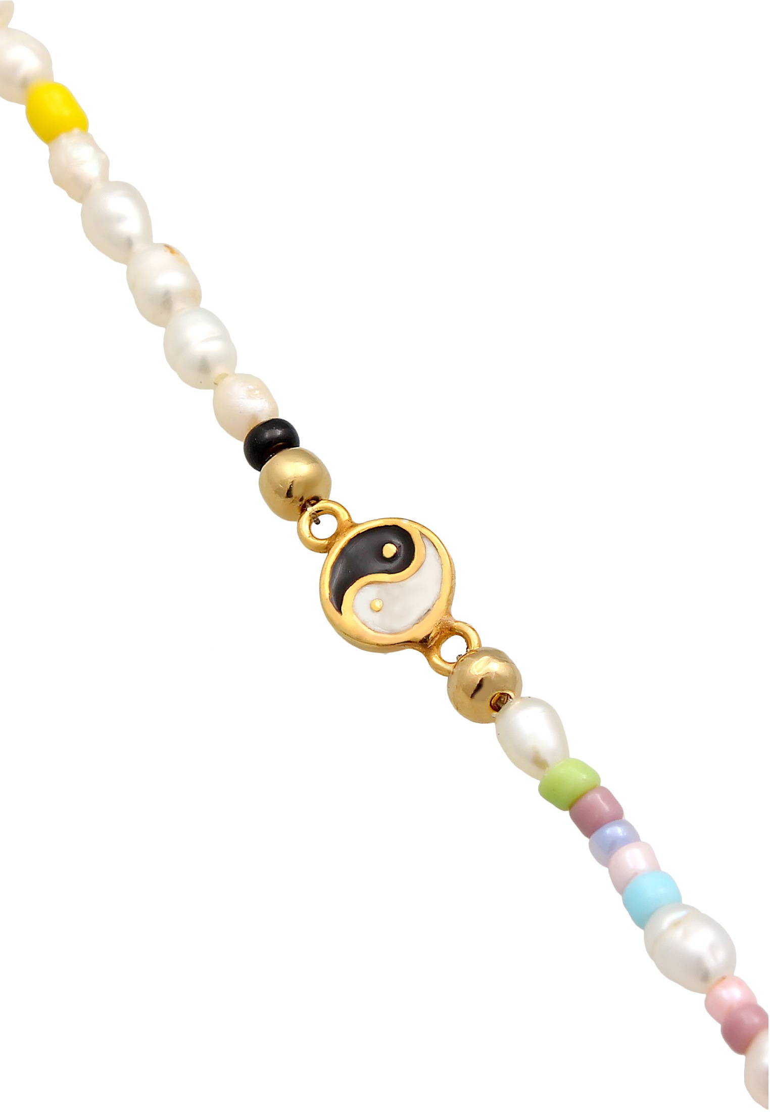 Elli Premium Fußkette »Fußschmuck Süßwasserperlen Yin & Yang Herz Smiling 925 Silber«