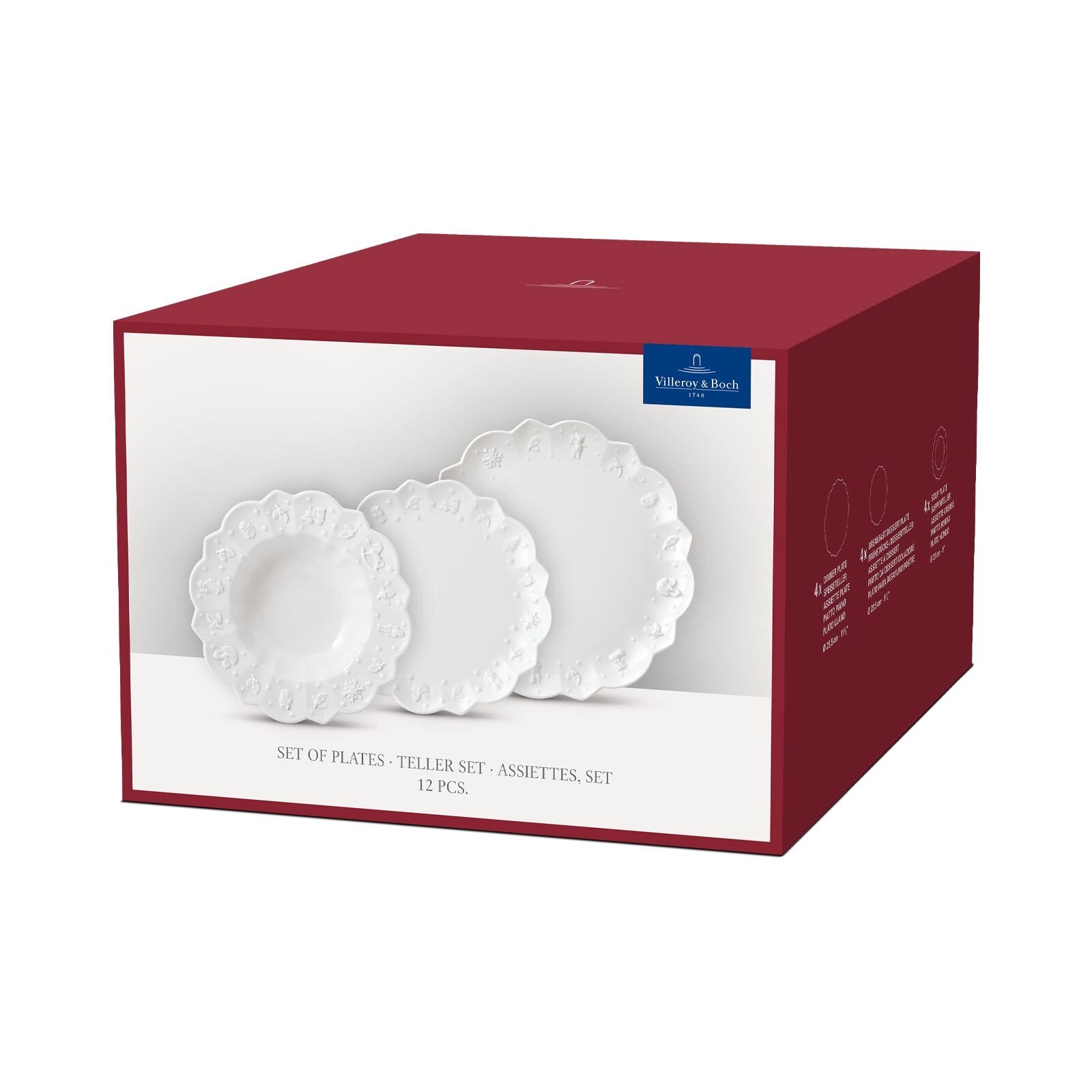 Villeroy & Boch Geschirr-Set »Teller-Set Toy's Delight Royal Classic 12er Set weiß« Spülmaschinengeeignet, Mikrowellenfest