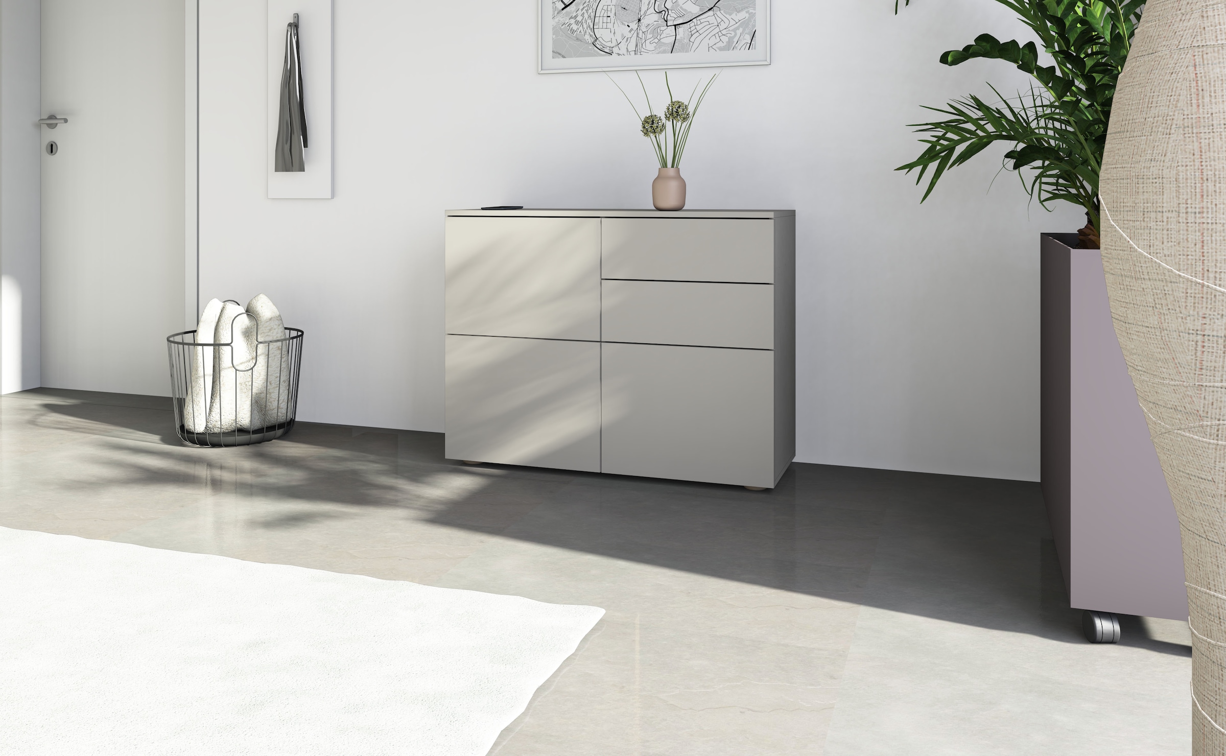 borchardt Möbel Kommode »Rova, modern, grifflos, praktisch, 3 Türen« Push-To-Open, verstellbare Einlegeböden, viel Stauraum, Breite 93cm