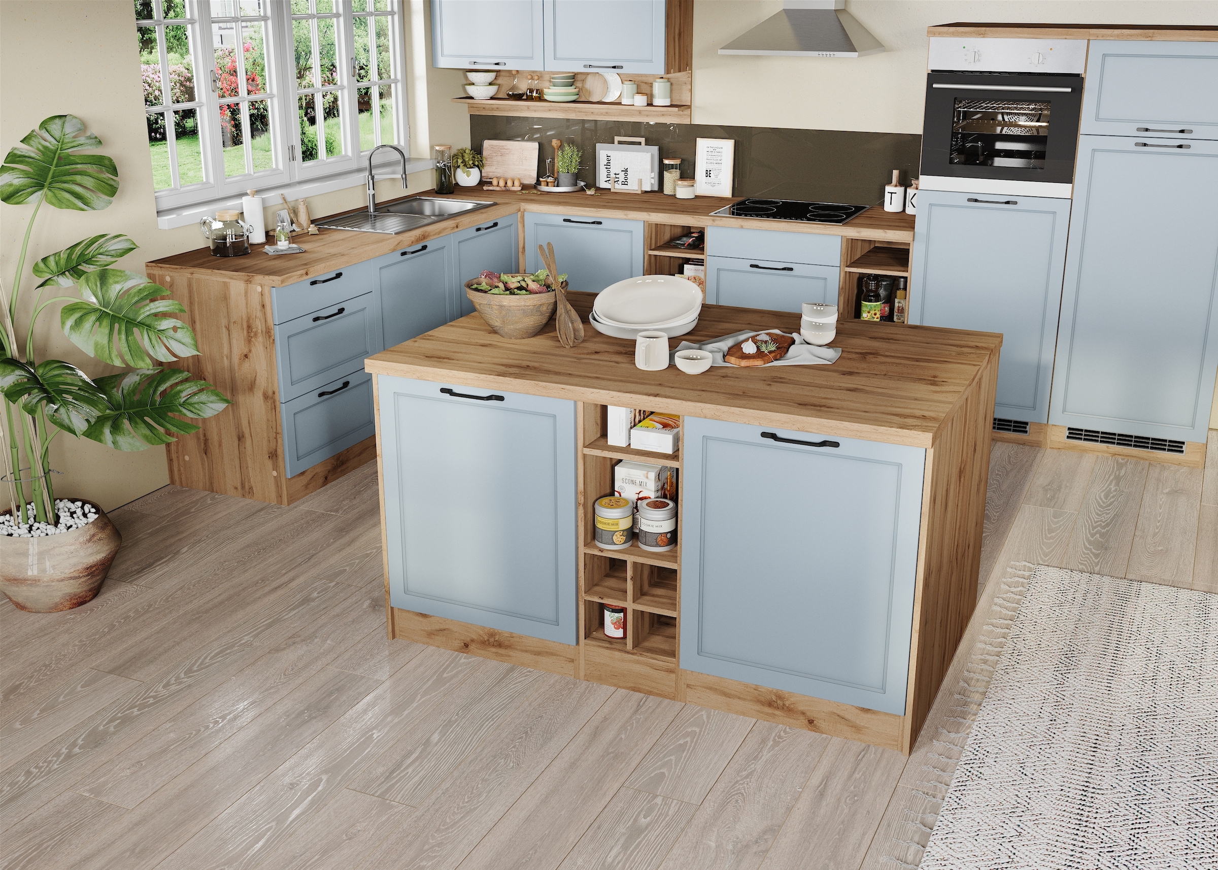 KOCHSTATION Kücheninsel »KS-Lana, Breite 153 cm«, MDF-Fronten, Arbeitsplatte 38mm stark