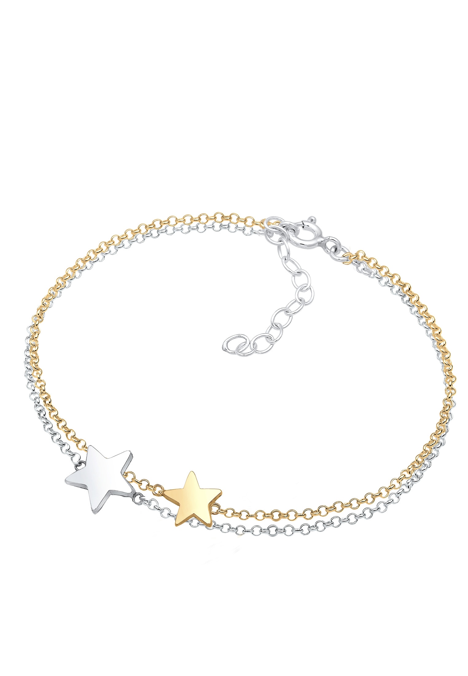 Elli Armkette »Armband Stern Astro Layer Bi-Color 925 Sterling Silber vergoldet«